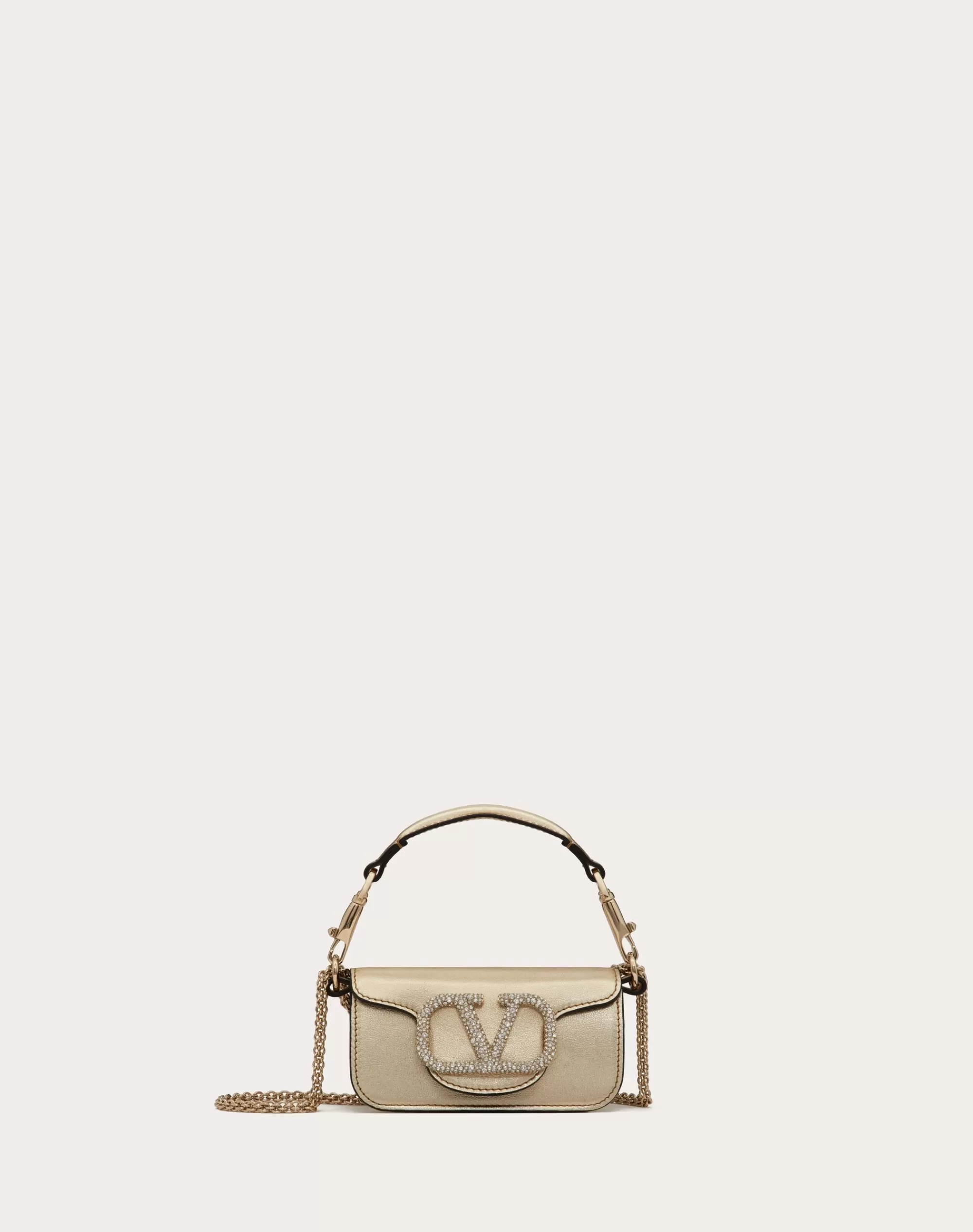 Valentino LOCÒ MICRO BAG WITH CHAIN AND JEWEL LOGO Platinum/crystal Best Sale