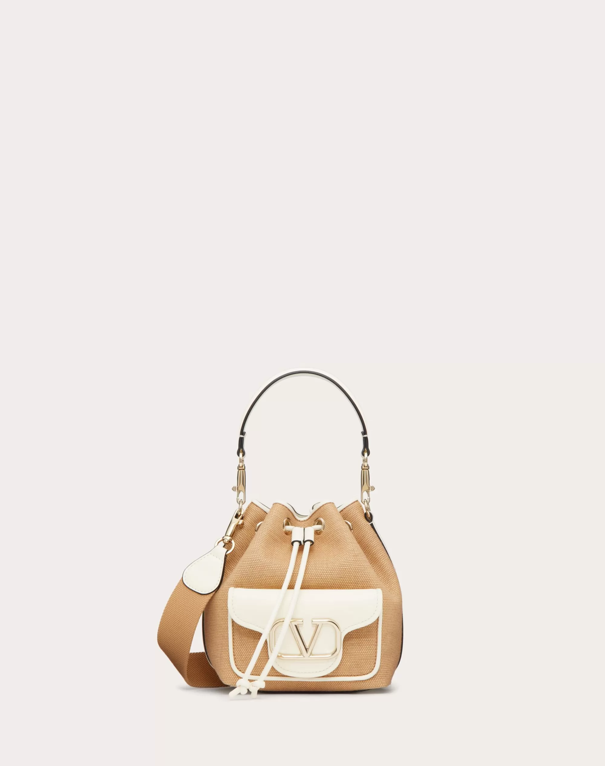 Valentino LOCÒ RAFFIA BUCKET BAG Natural/ivory Hot