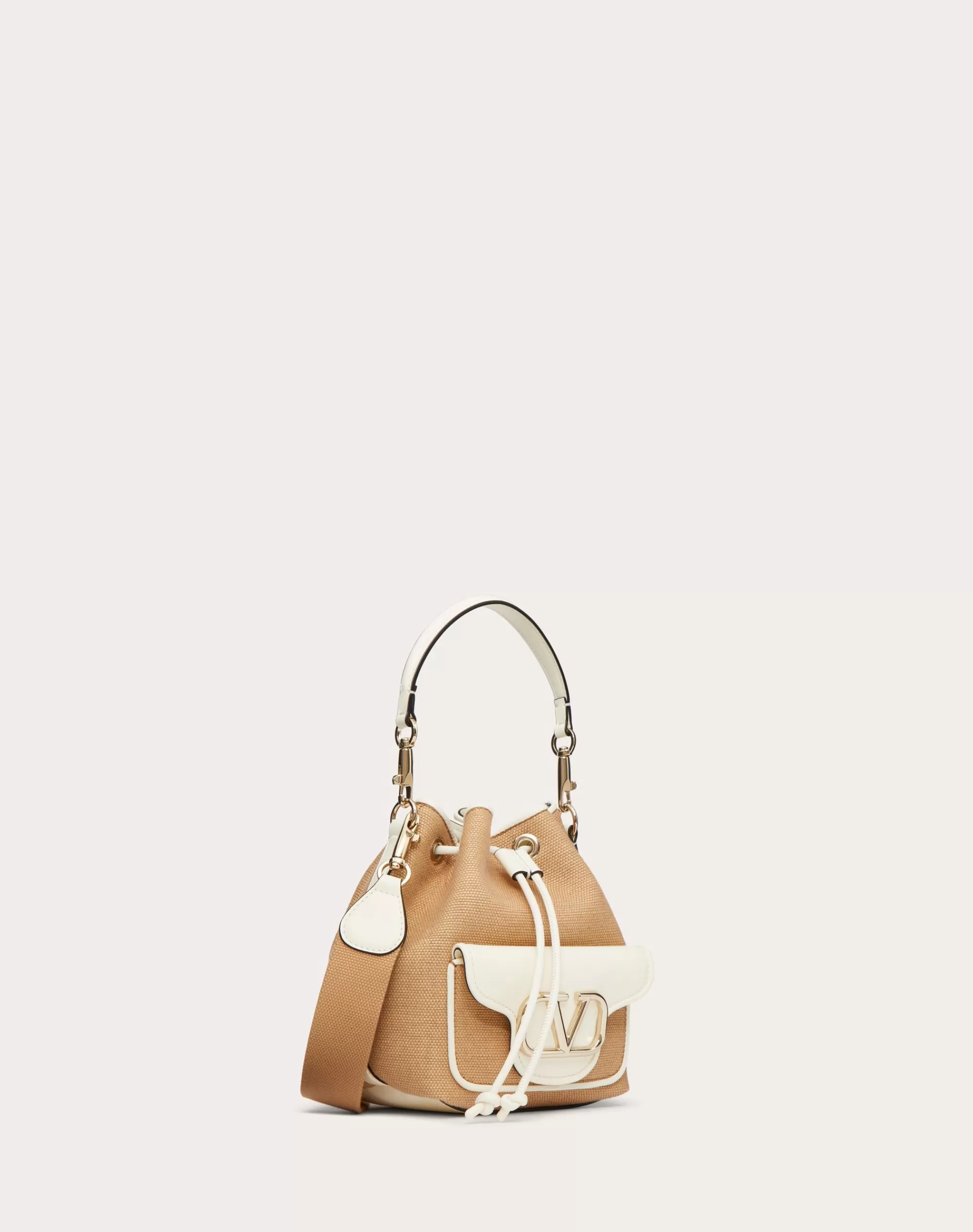 Valentino LOCÒ RAFFIA BUCKET BAG Natural/ivory Hot