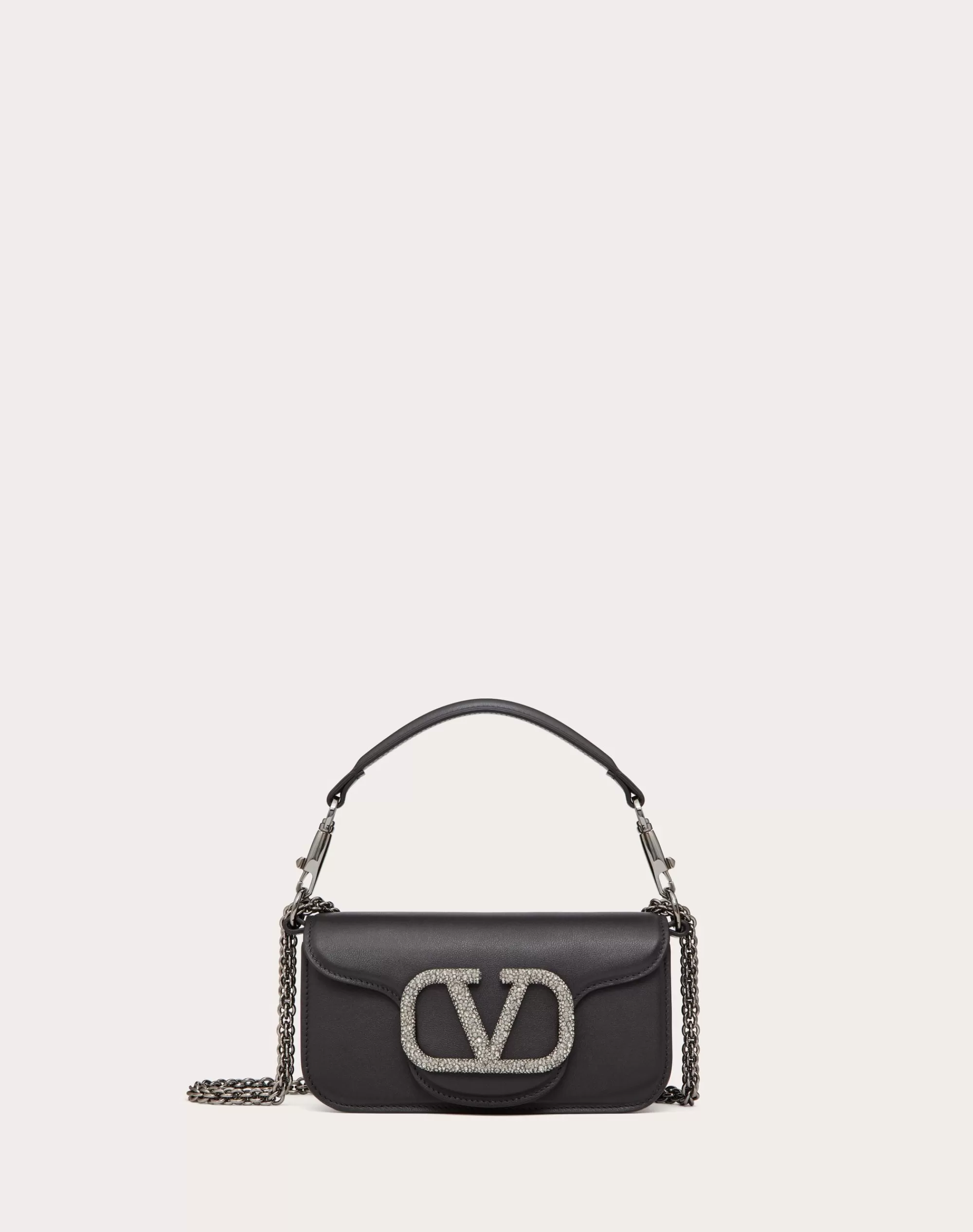 Valentino LOCÒ SMALL SHOULDER BAG WITH JEWEL LOGO Black New