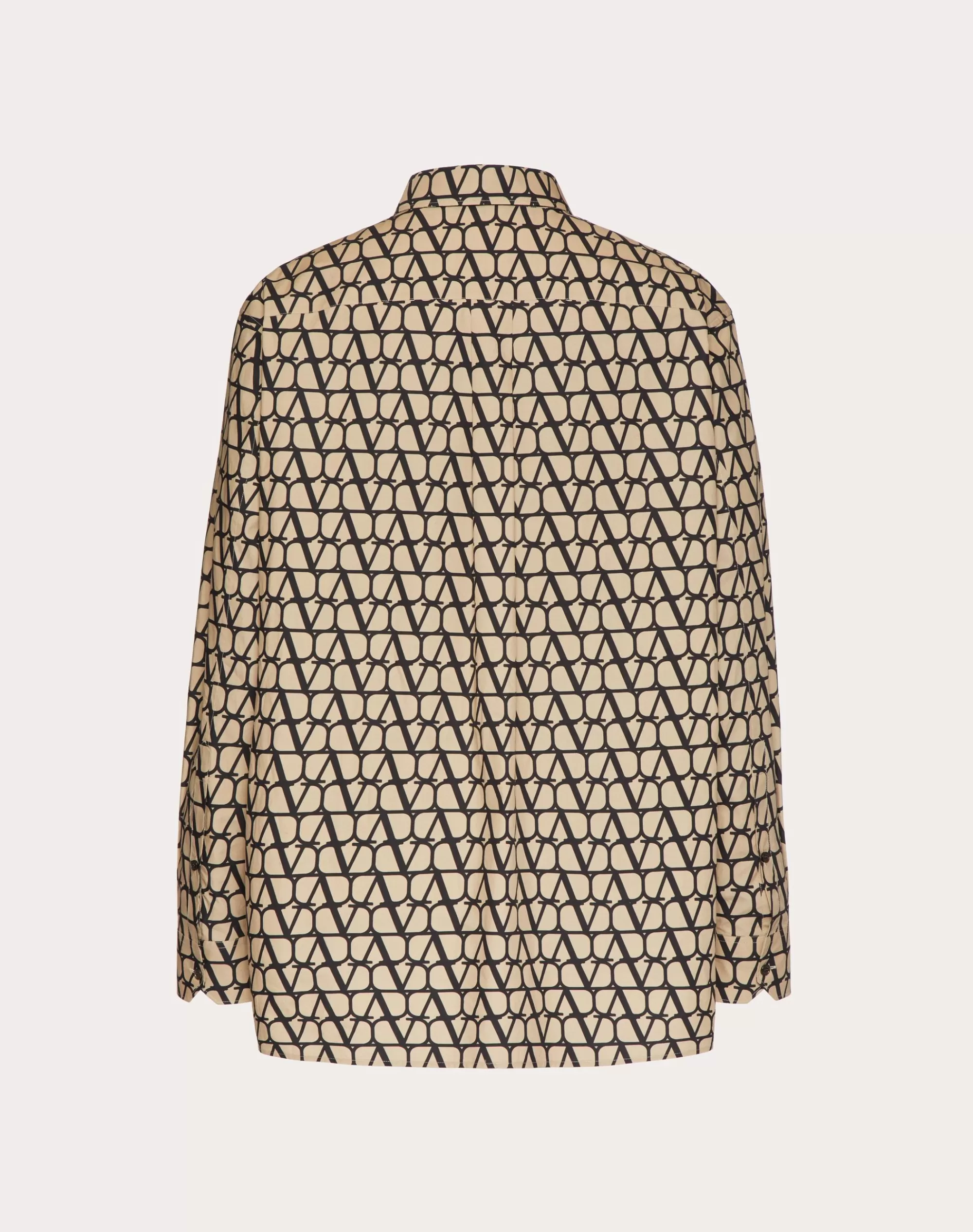 Valentino LONG SLEEVE COTTON SHIRT WITH TOILE ICONOGRAPHE PRINT Beige/black Online