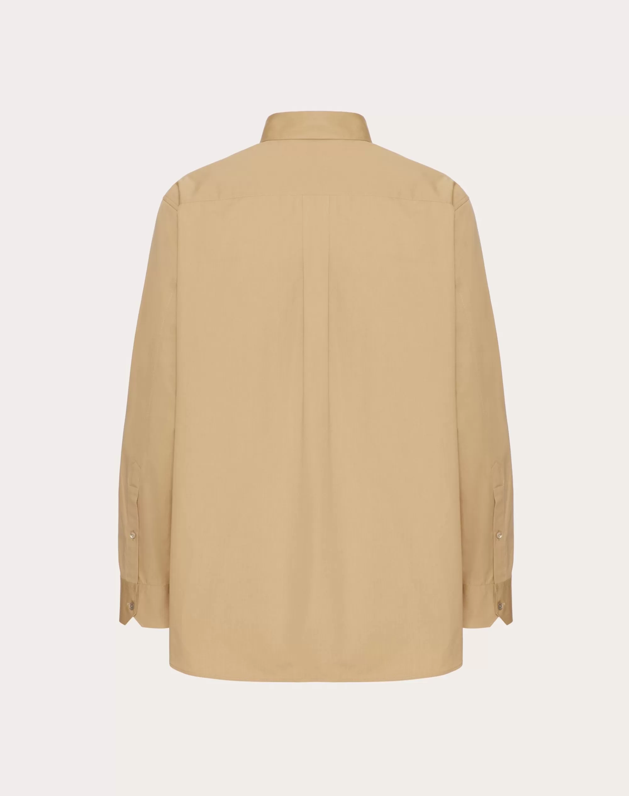Valentino LONG SLEEVE COTTON SHIRT WITH EMBROIDERY Beige Fashion