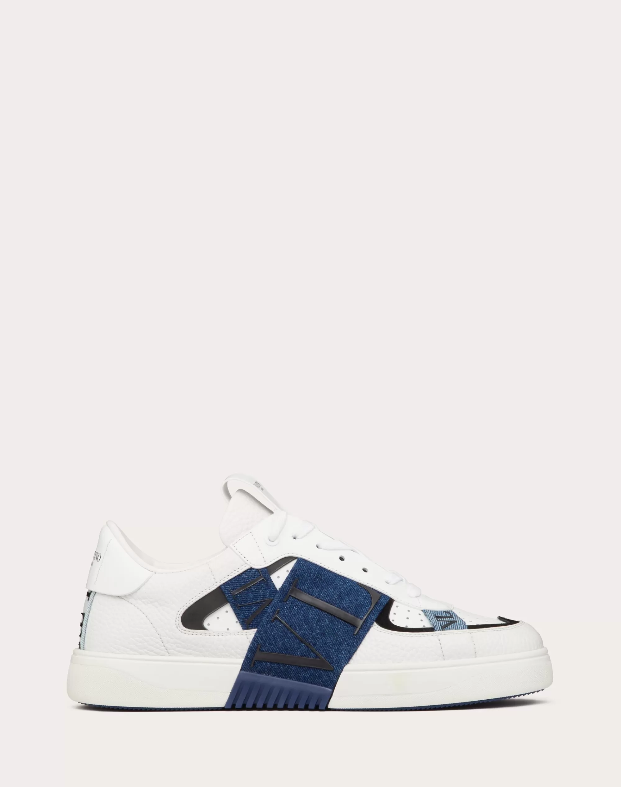 Valentino LOW-TOP VL7N SNEAKERS IN CALFSKIN AND DENIM Denim/white New