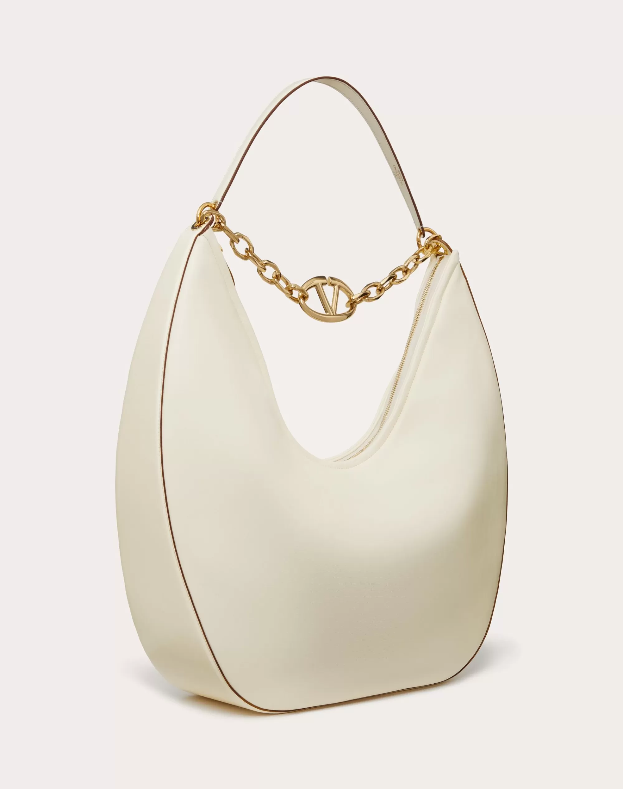 Valentino MAXI VLOGO MOON NAPPA LEATHER HOBO BAG WITH CHAIN Best Sale