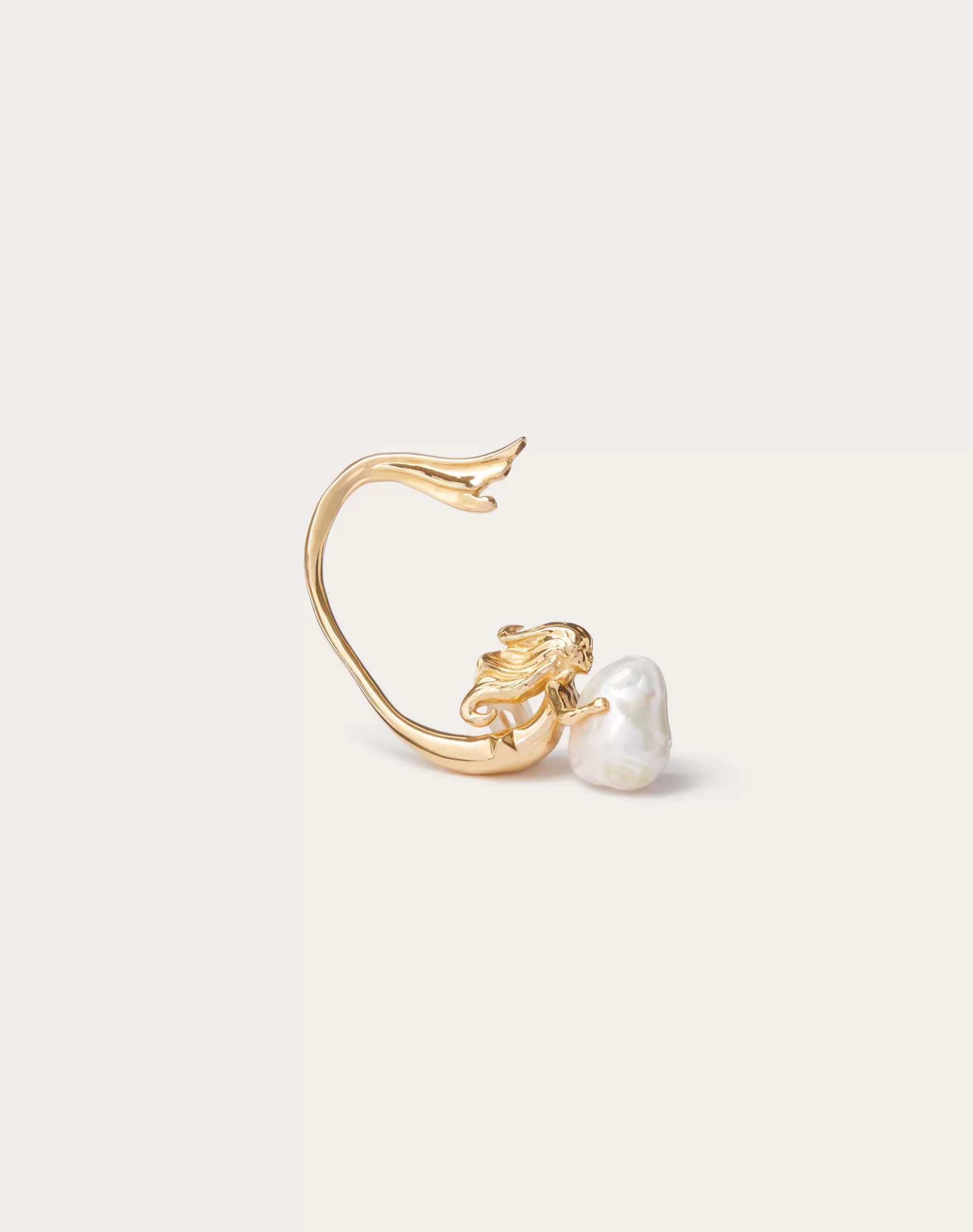 Valentino METAMORPHOS SIREN METAL AND PEARL SINGLE EARCUFF Gold Store