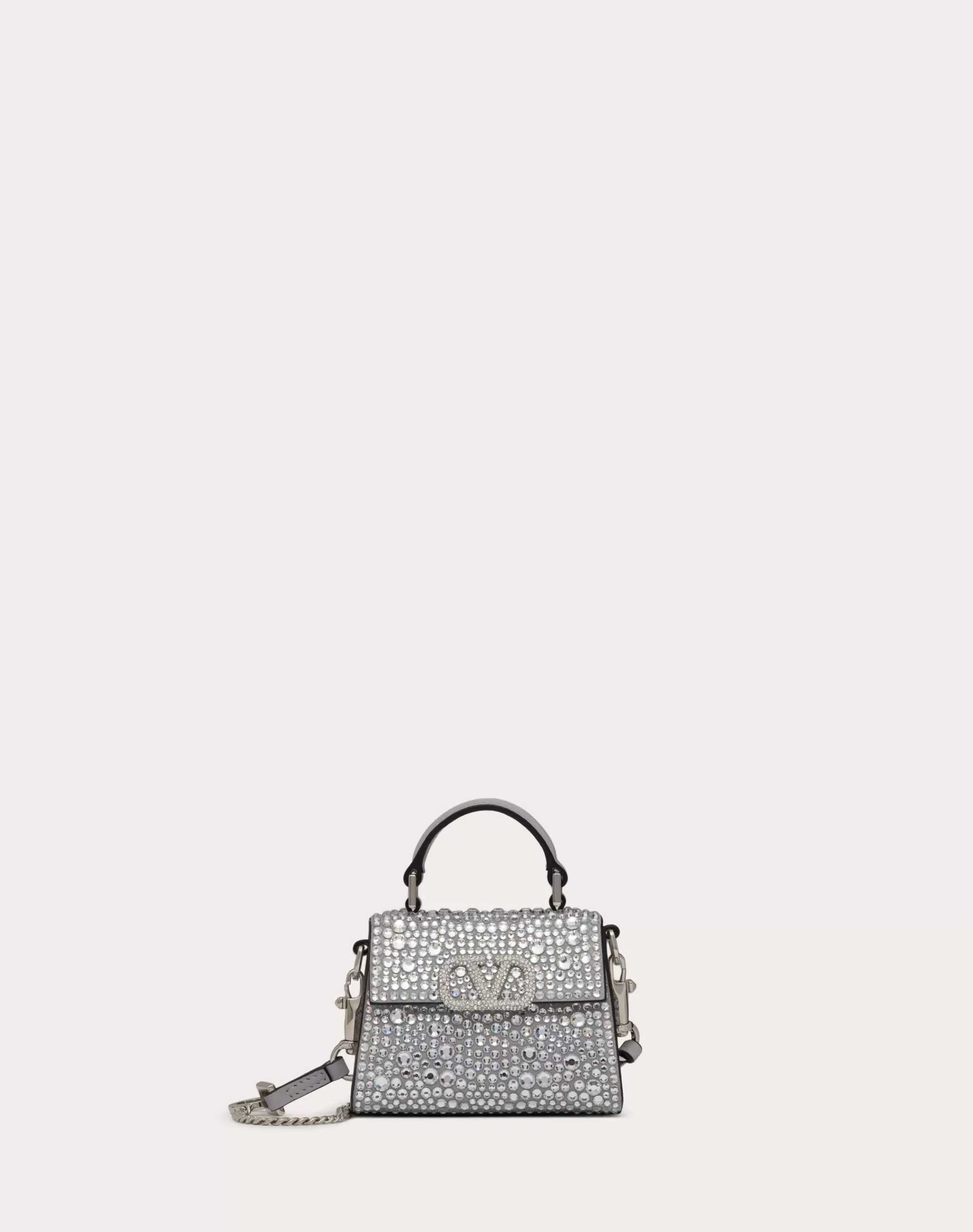 Valentino MICRO VSLING EMBROIDERED HANDBAG Grey/crystal Clearance