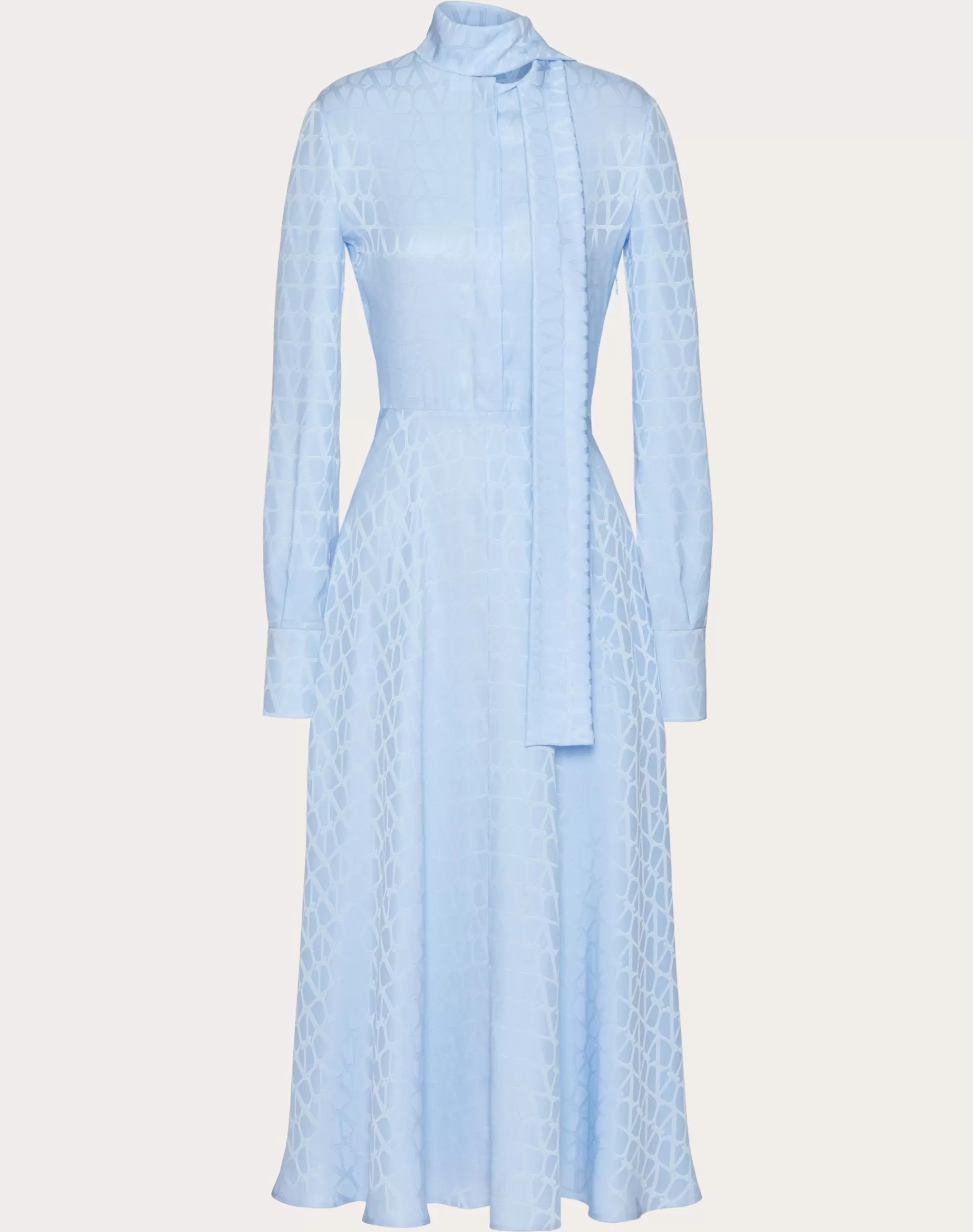 Valentino MIDI DRESS IN TOILE ICONOGRAPHE JACQUARD SILK IrisLiliac Flash Sale