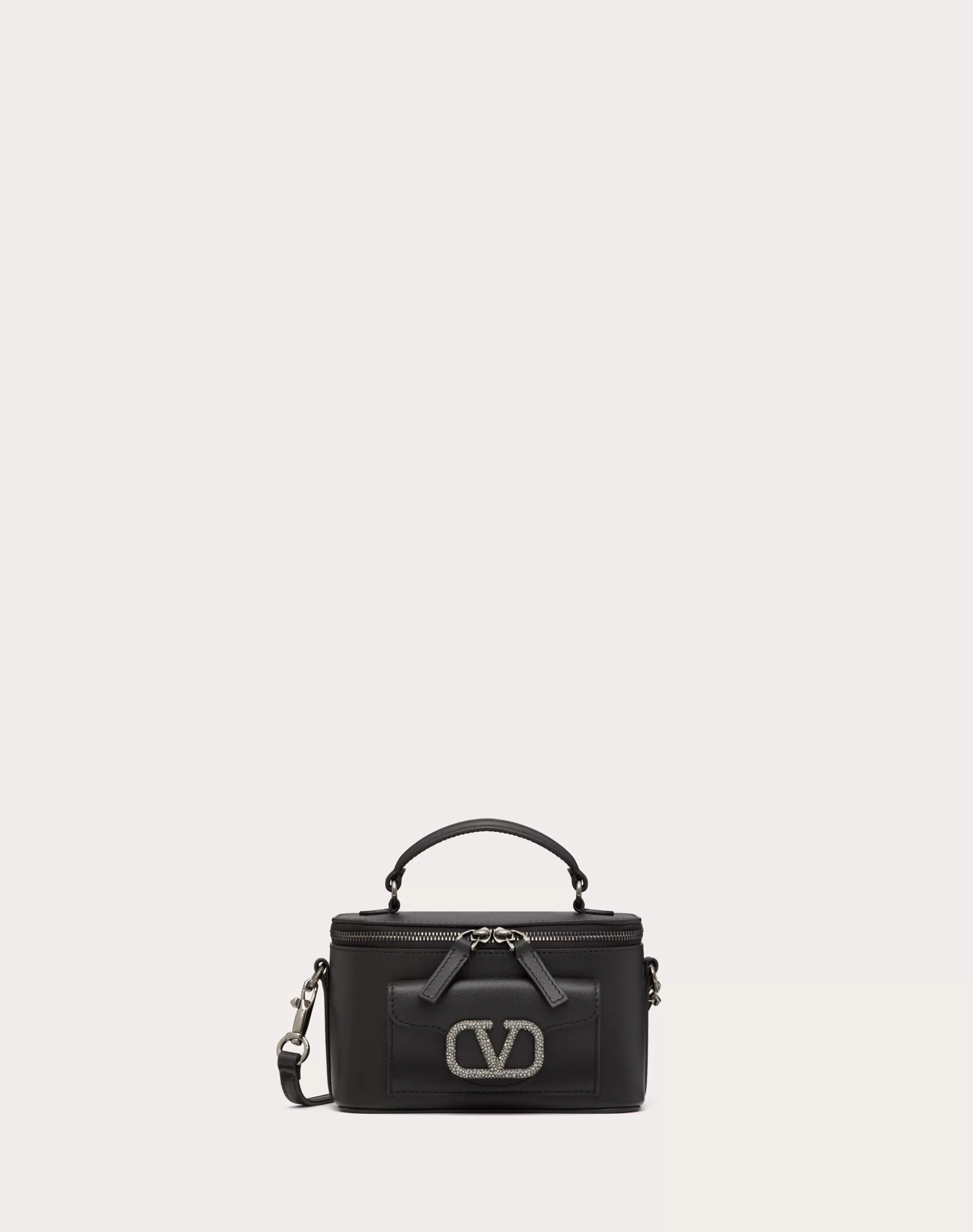 Valentino MINI LOCÒ CALFSKIN HANDBAG WITH JEWEL LOGO Black Discount