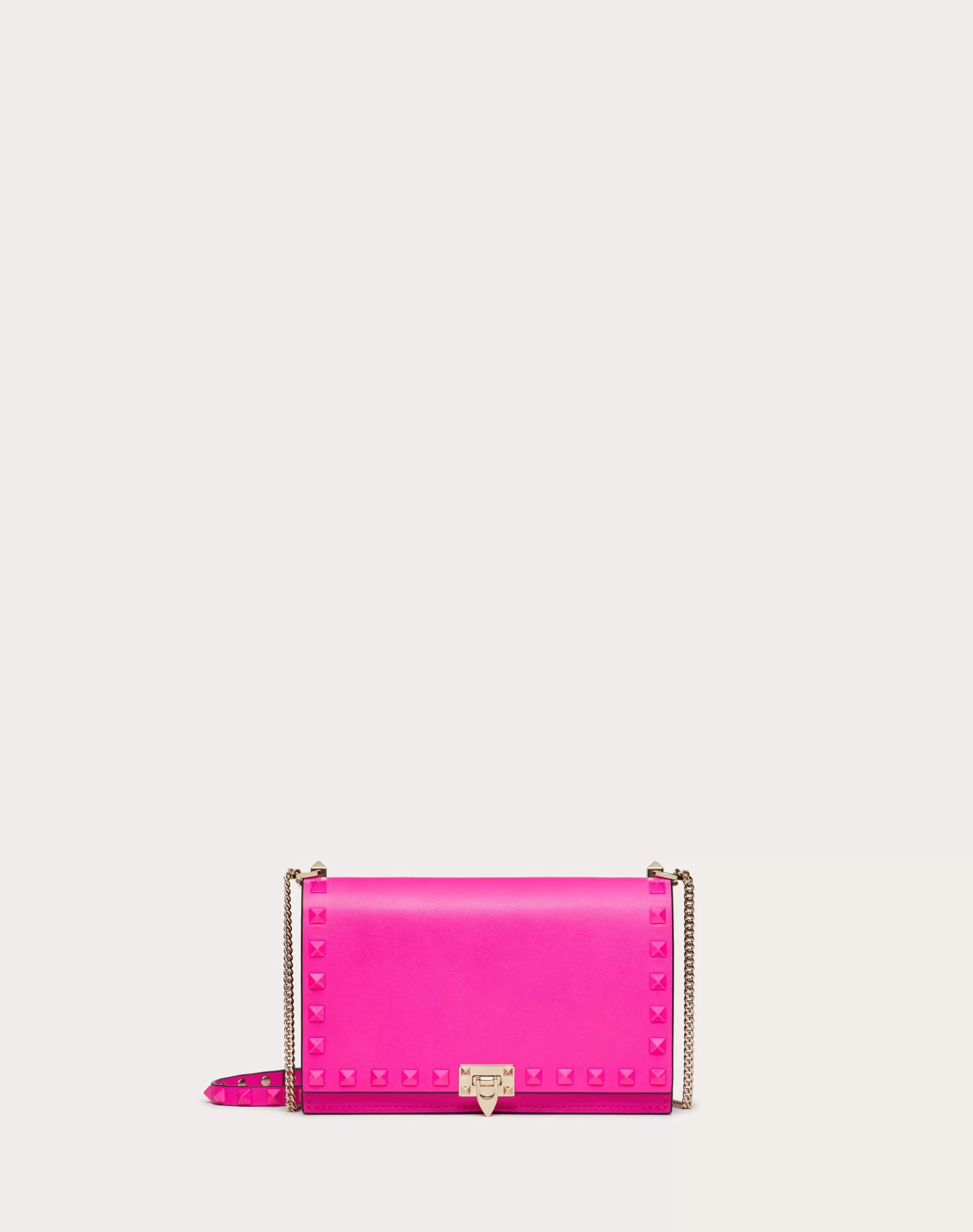 Valentino MINI ROCKSTUD CALFSKIN BAG WITH CHAIN PinkPp Best Sale