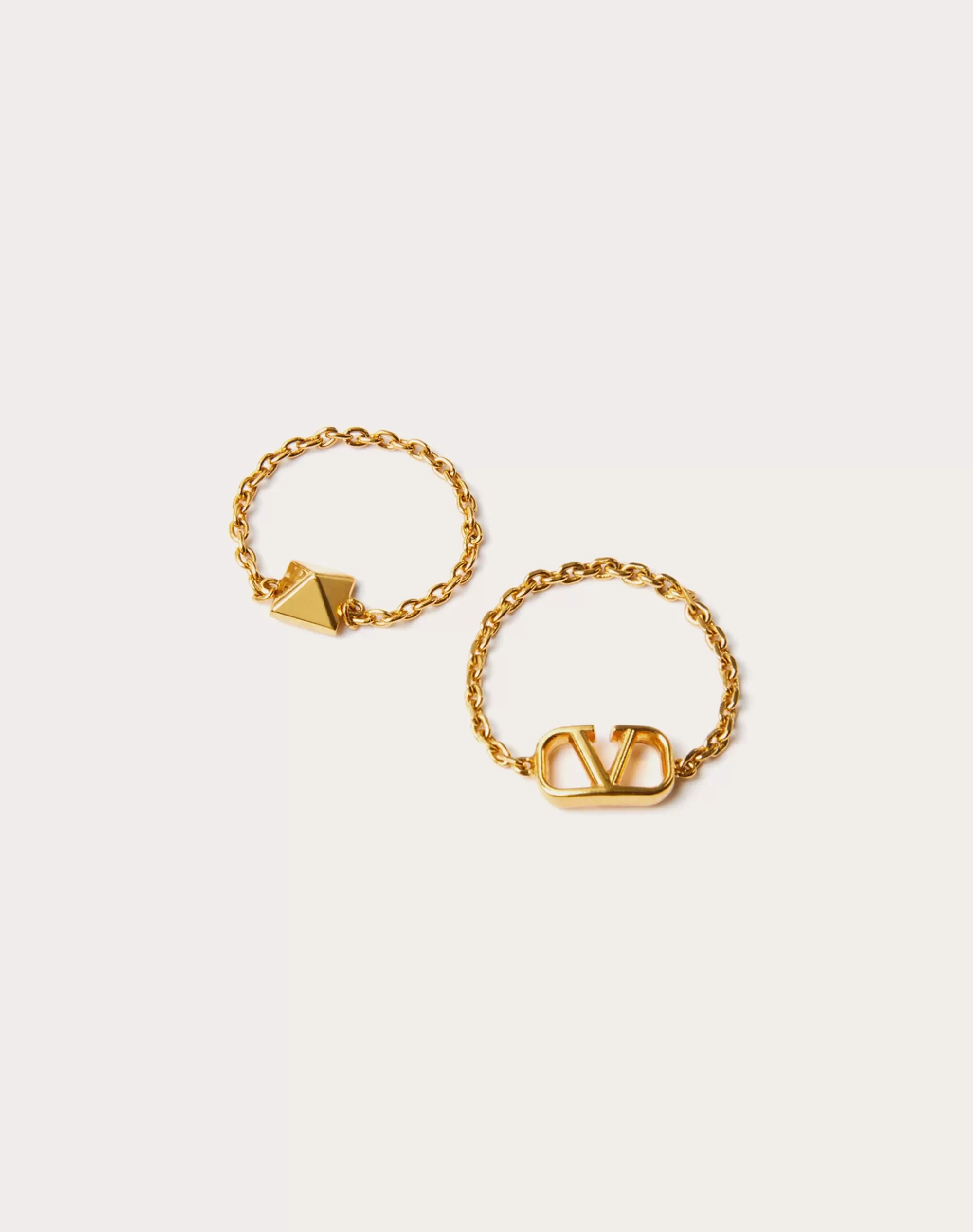 Valentino MINI VLOGO SIGNATURE METAL RING SET Gold Fashion