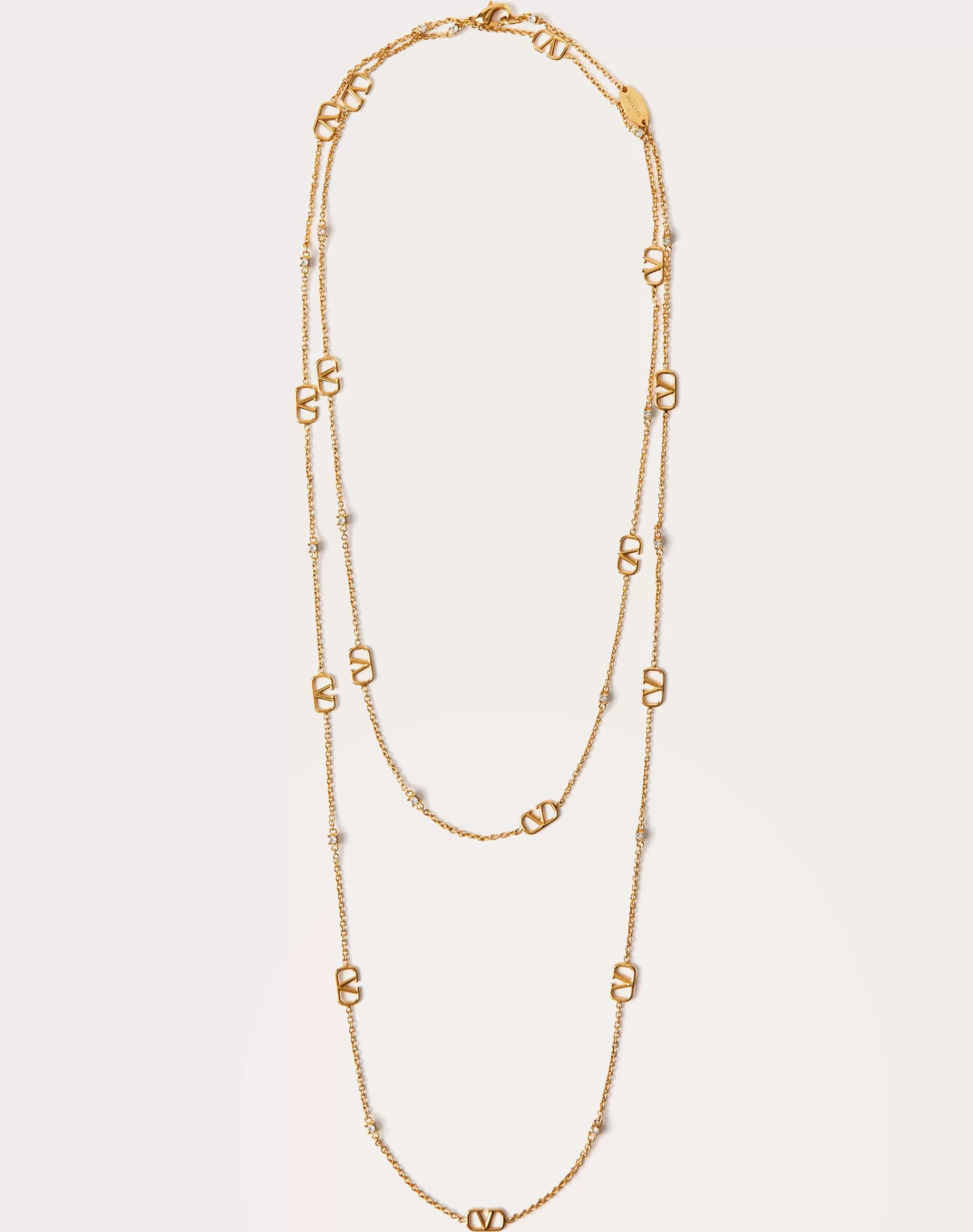 Valentino MINI VLOGO SIGNATURE NECKLACE IN METAL AND SWAROVSKI® CRYSTALS Gold Best Sale