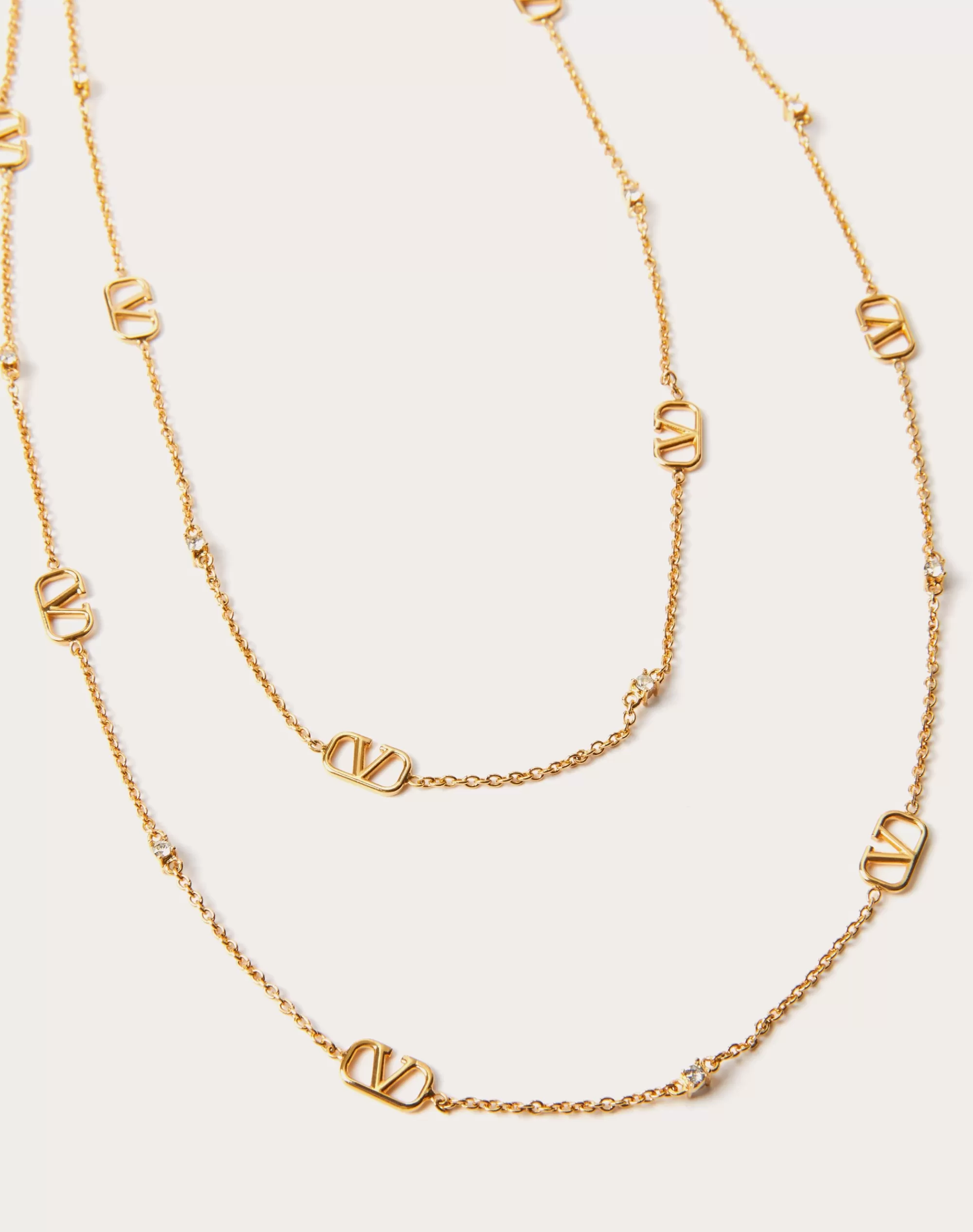 Valentino MINI VLOGO SIGNATURE NECKLACE IN METAL AND SWAROVSKI® CRYSTALS Gold Best Sale