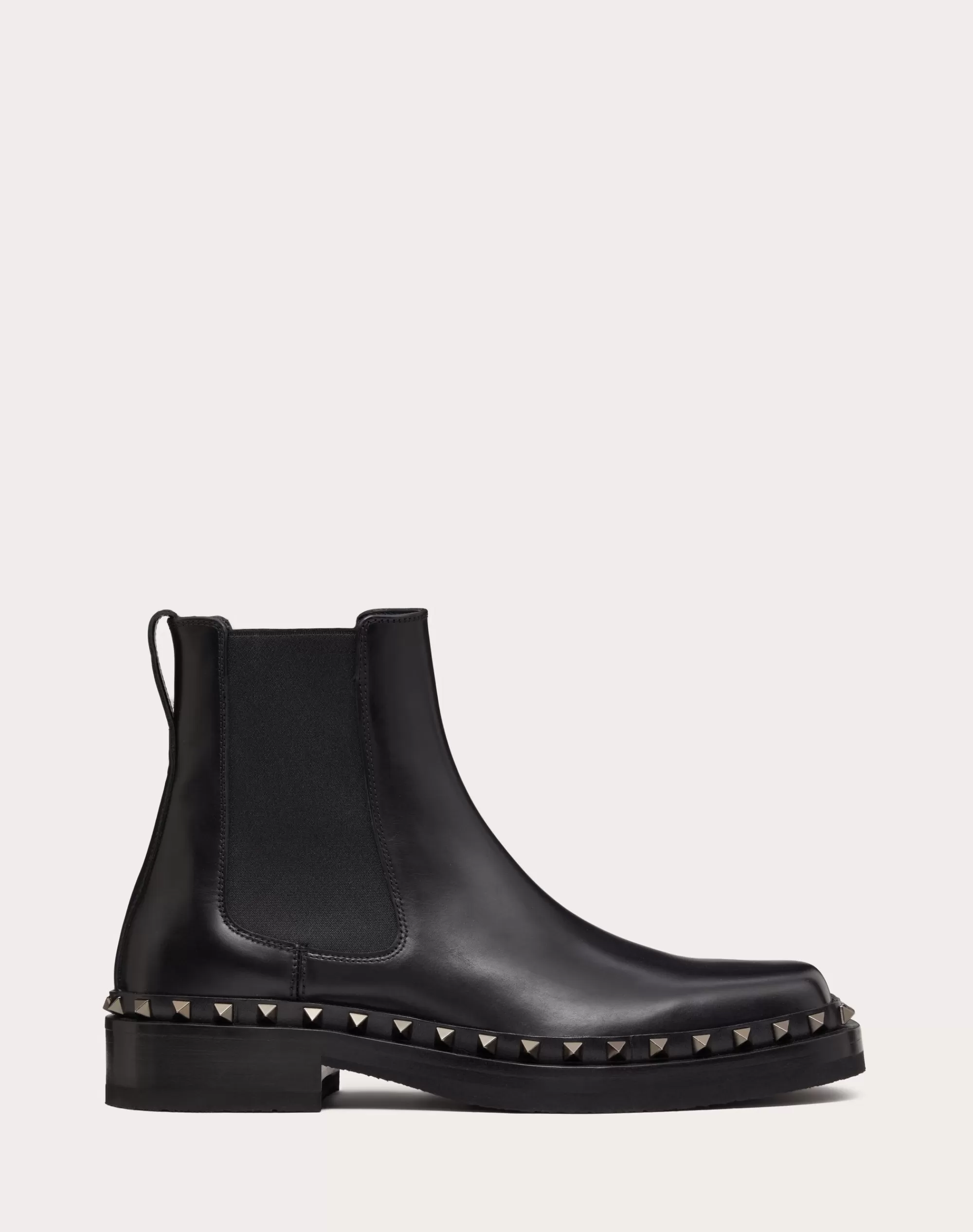 Valentino M-WAY ROCKSTUD ANKLE BOOT IN CALFSKIN LEATHER Black New