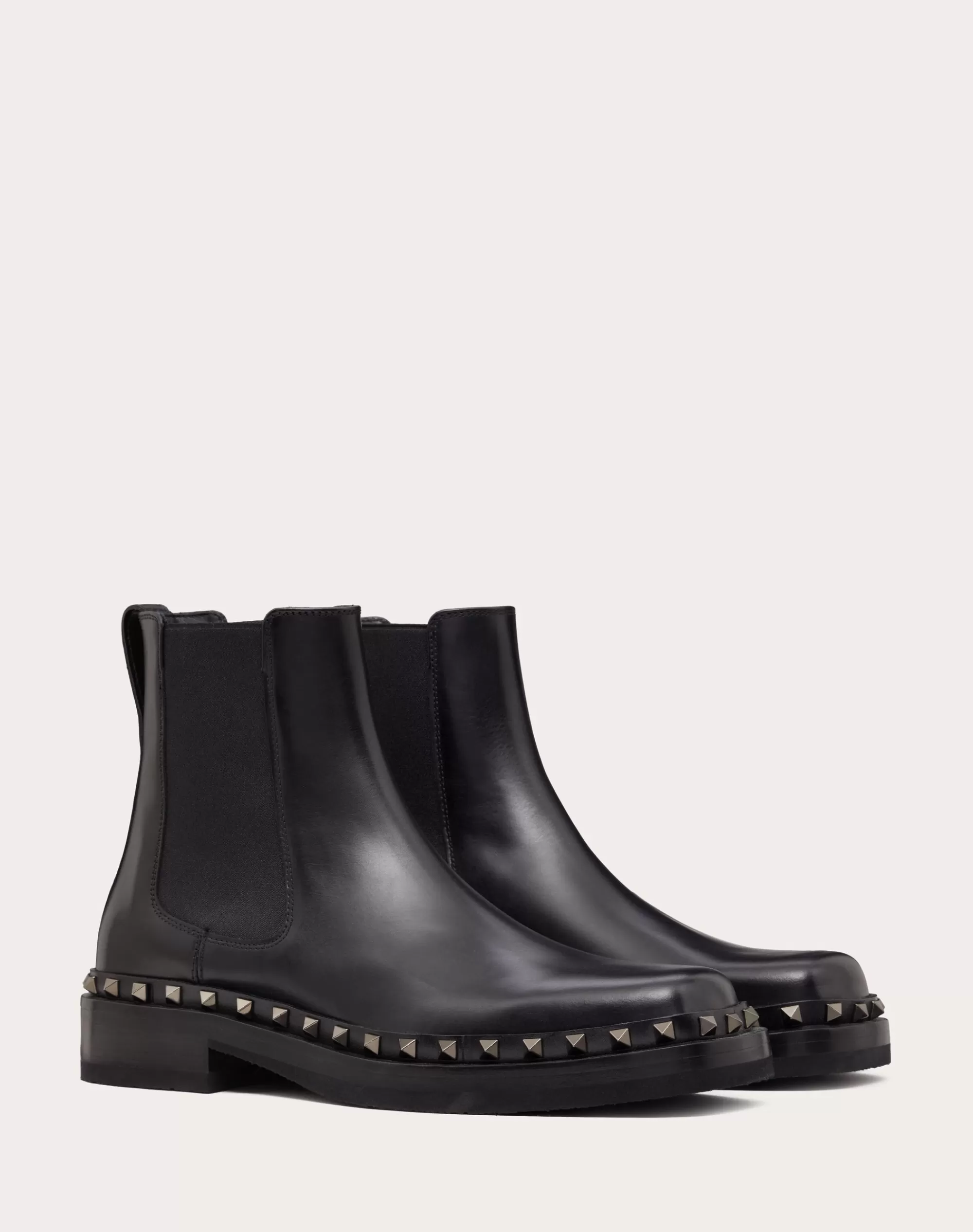 Valentino M-WAY ROCKSTUD ANKLE BOOT IN CALFSKIN LEATHER Black New