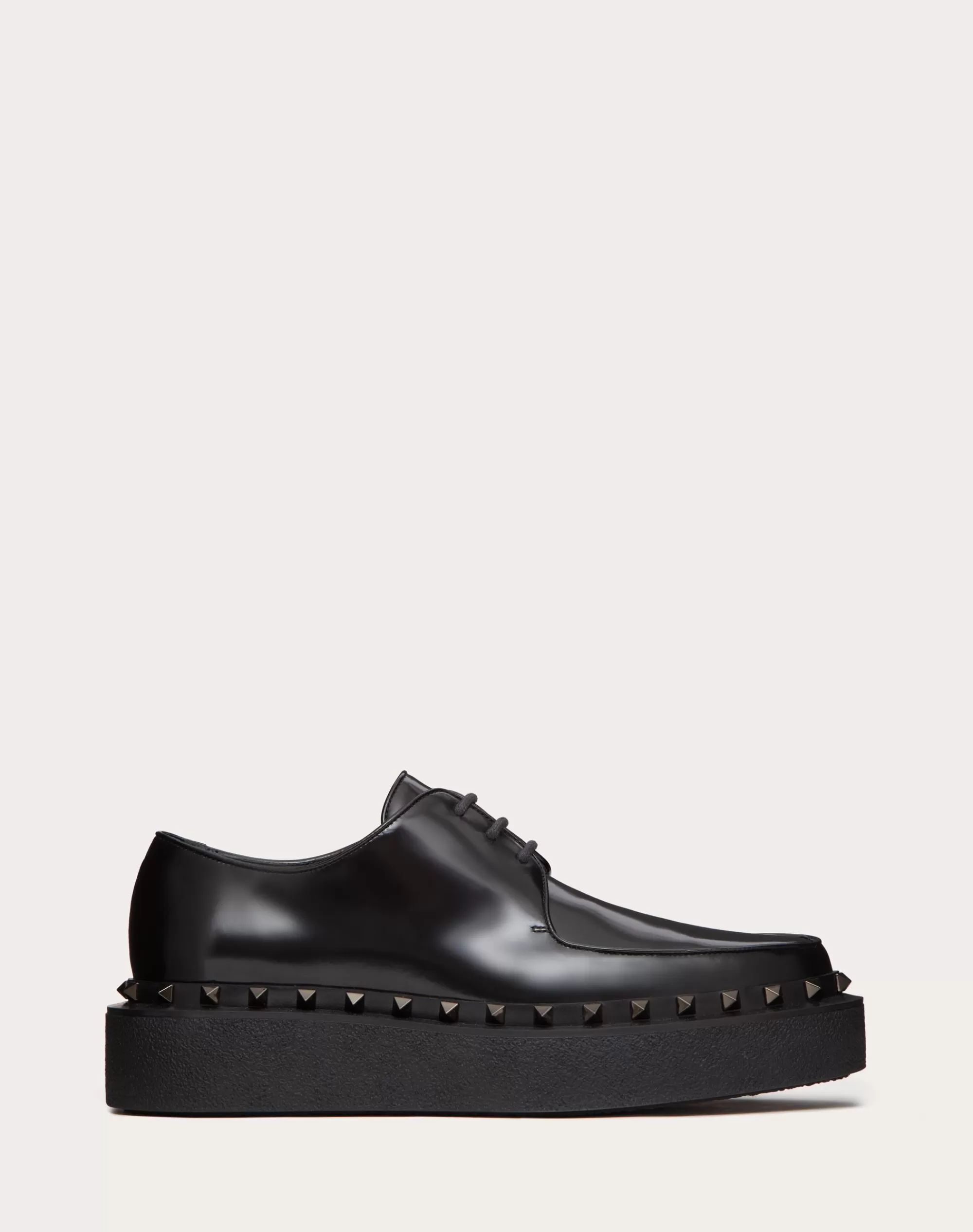 Valentino M-WAY ROCKSTUD CALFSKIN DERBY WITH TONE-ON-TONE STUDS Black Shop