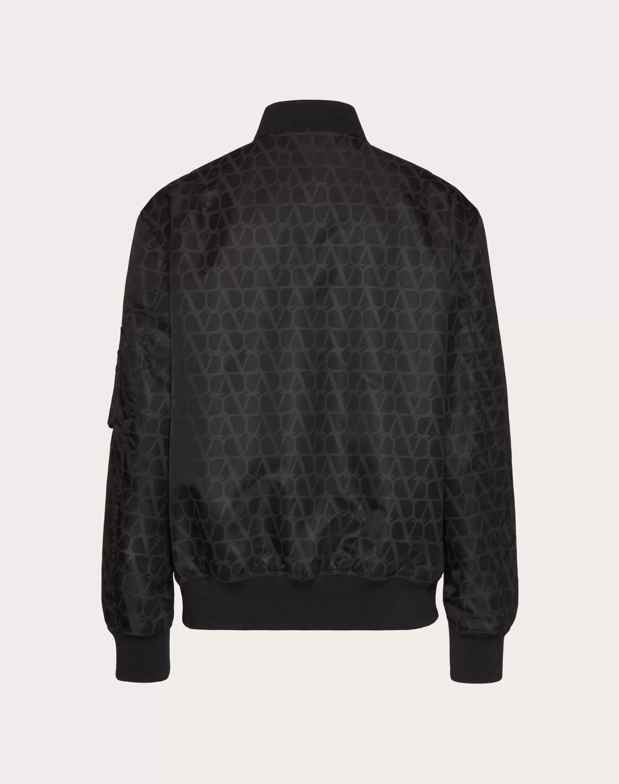 Valentino NYLON BOMBER JACKET WITH TOILE ICONOGRAPHE PRINT Black Cheap