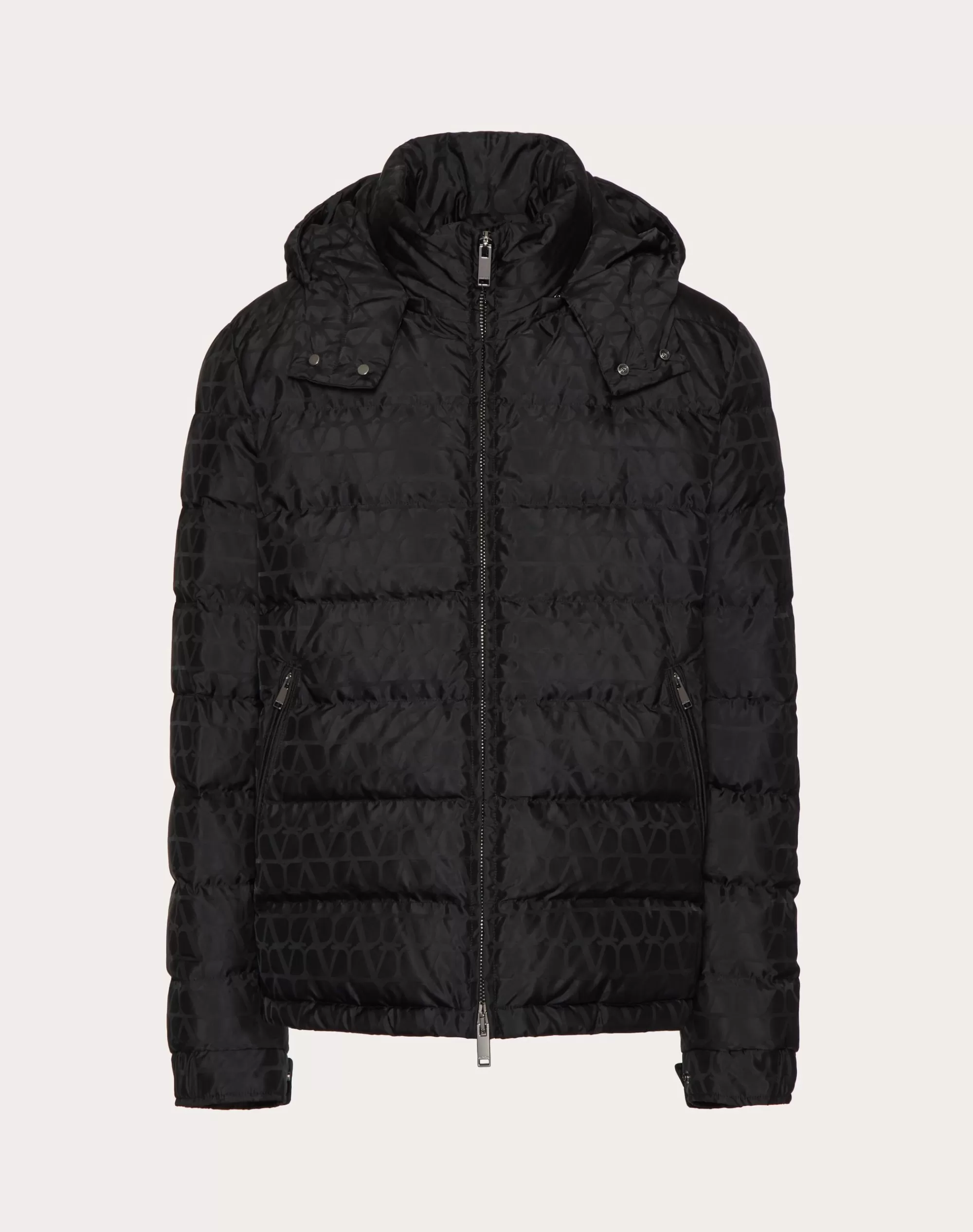 Valentino NYLON DOWN JACKET WITH TOILE ICONOGRAPHE PATTERN Black Discount