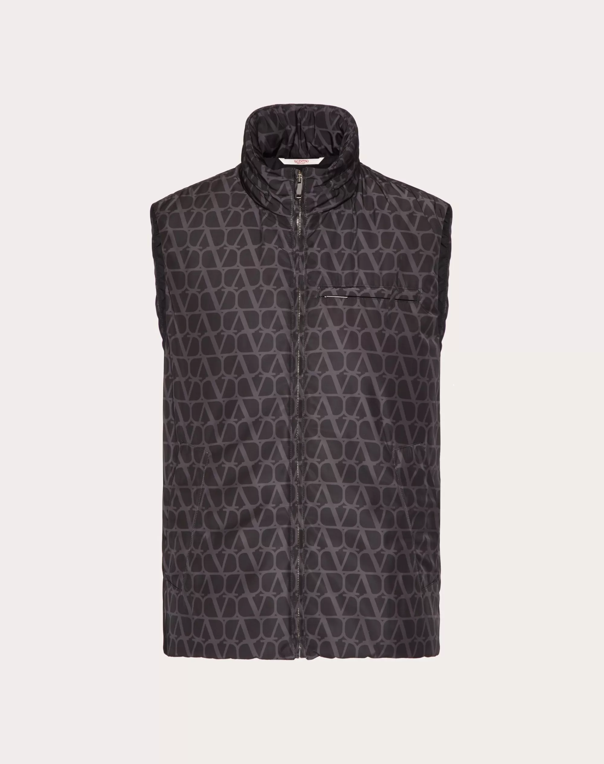 Valentino NYLON VEST WITH TOILE ICONOGRAPHE PRINT Black Cheap