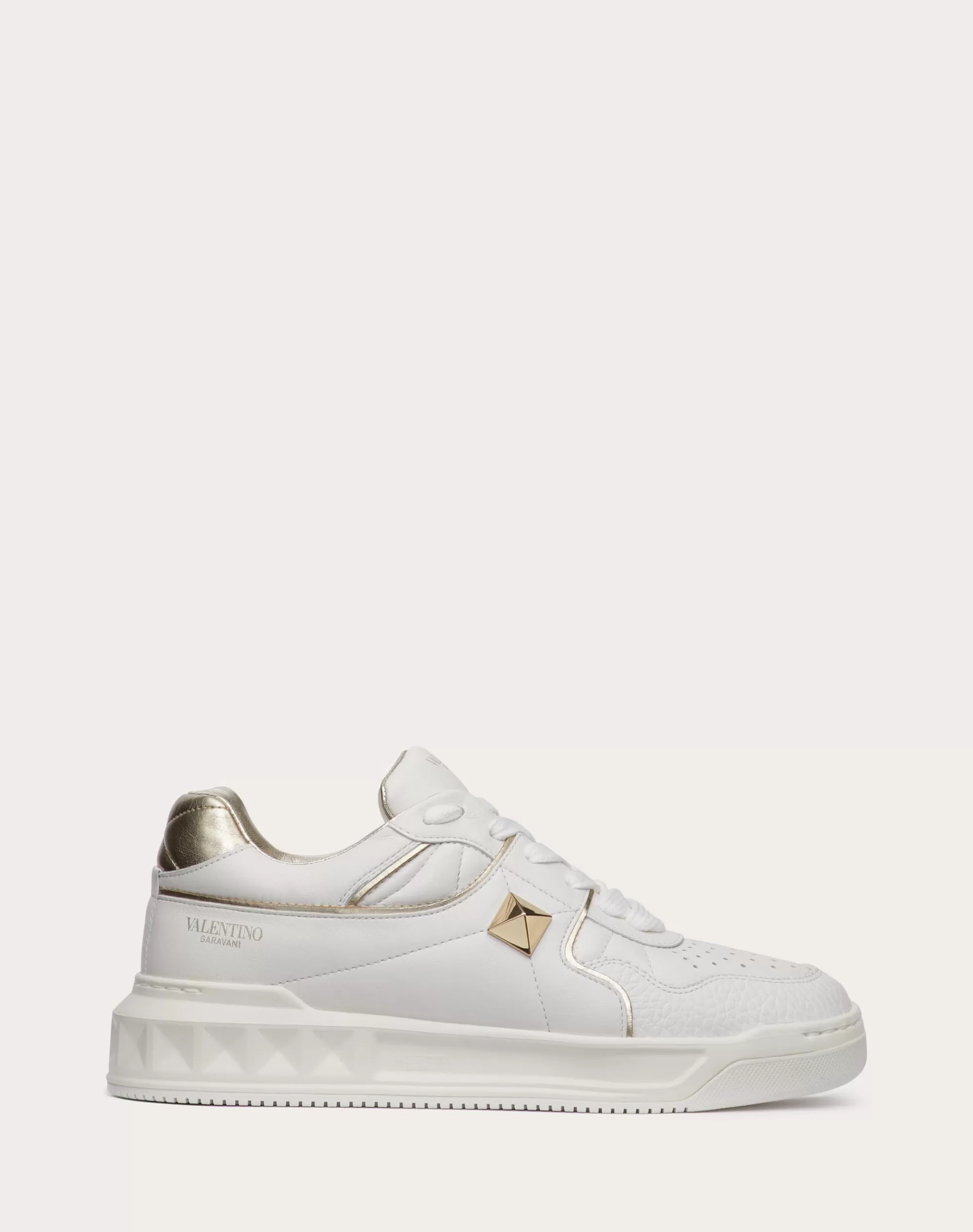 Valentino ONE STUD LOW-TOP CALFSKIN SNEAKER White/platinium Cheap