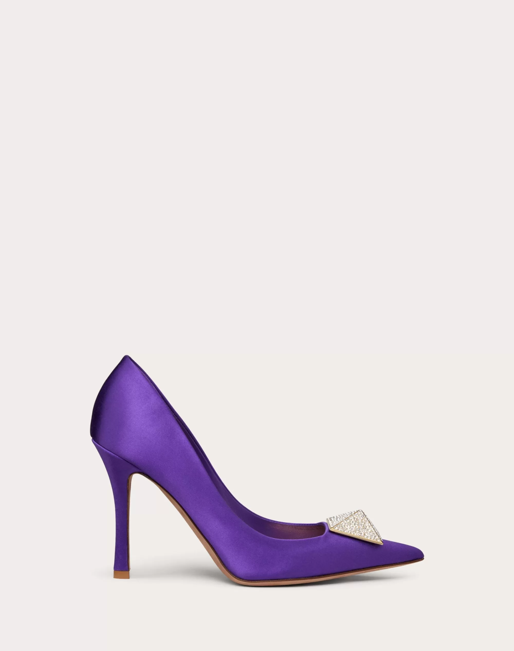 Valentino ONE STUD SATIN PUMP WITH STUD AND CRYSTALS 100MM ElectricViolet/crystal Hot