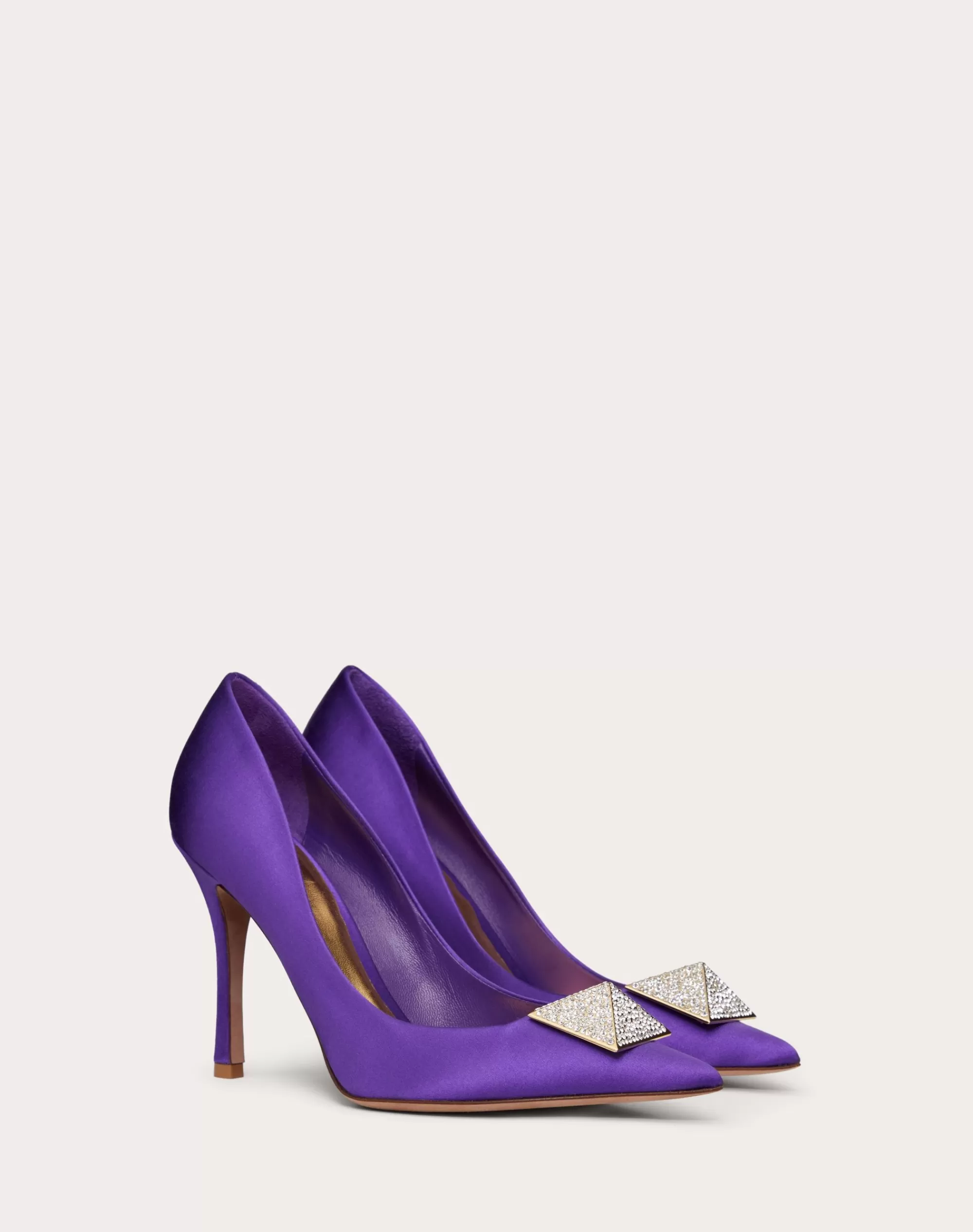 Valentino ONE STUD SATIN PUMP WITH STUD AND CRYSTALS 100MM ElectricViolet/crystal Hot