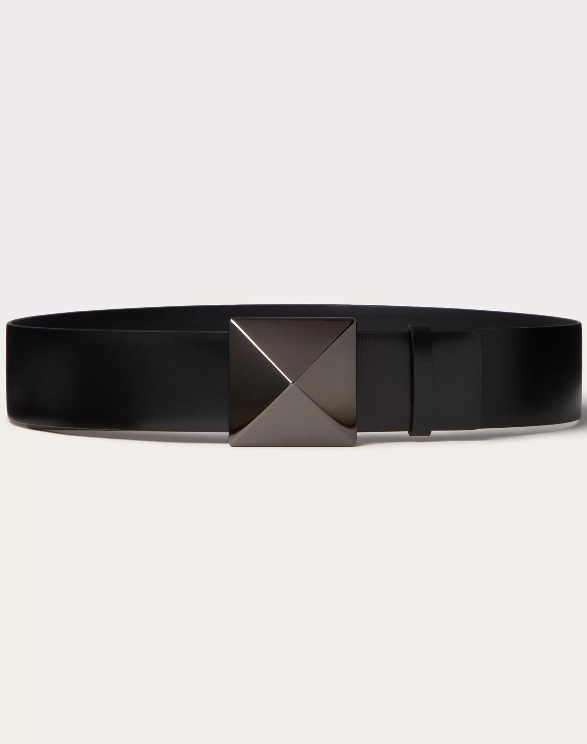 Valentino ONE STUD SHINY CALFSKIN BELT 40MM Black Best