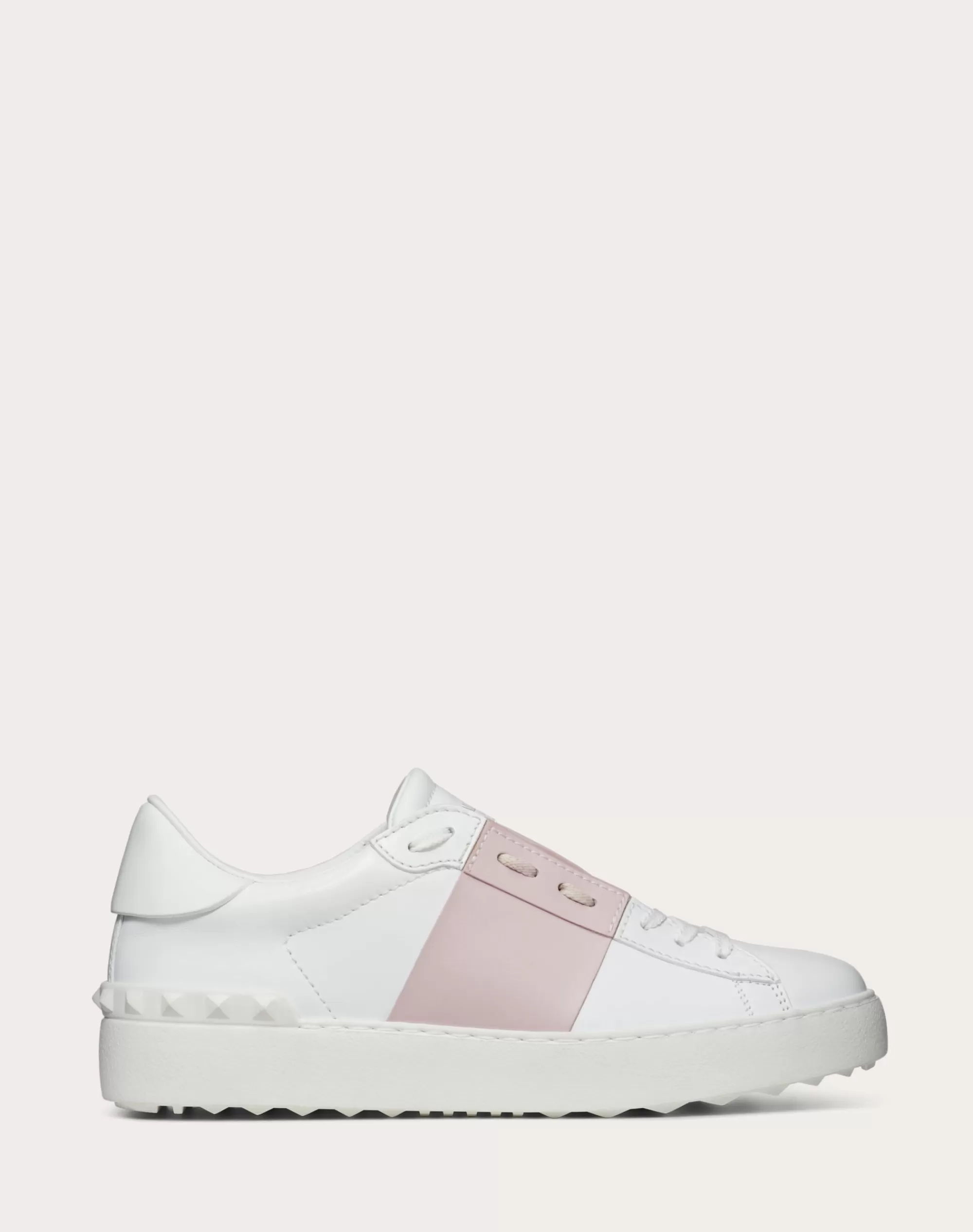 Valentino OPEN SNEAKER IN CALFSKIN LEATHER White/waterRose Cheap