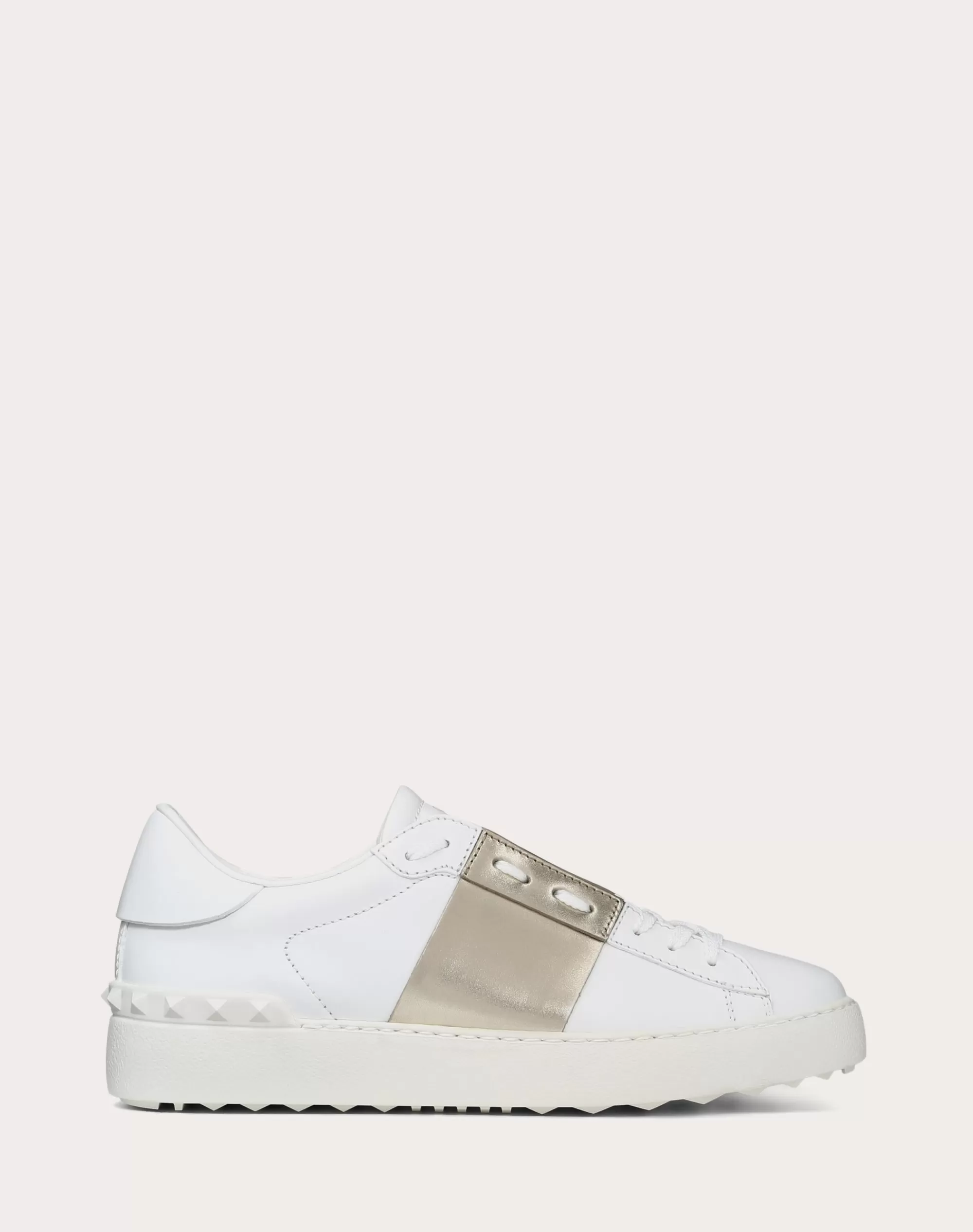 Valentino OPEN SNEAKER WITH METALLIC STRIPE White/platinium Cheap