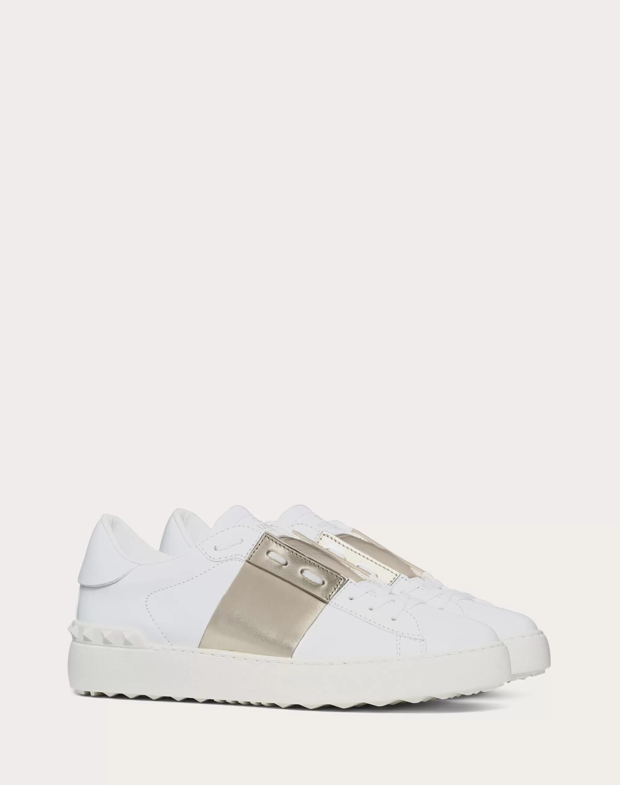 Valentino OPEN SNEAKER WITH METALLIC STRIPE White/platinium Cheap