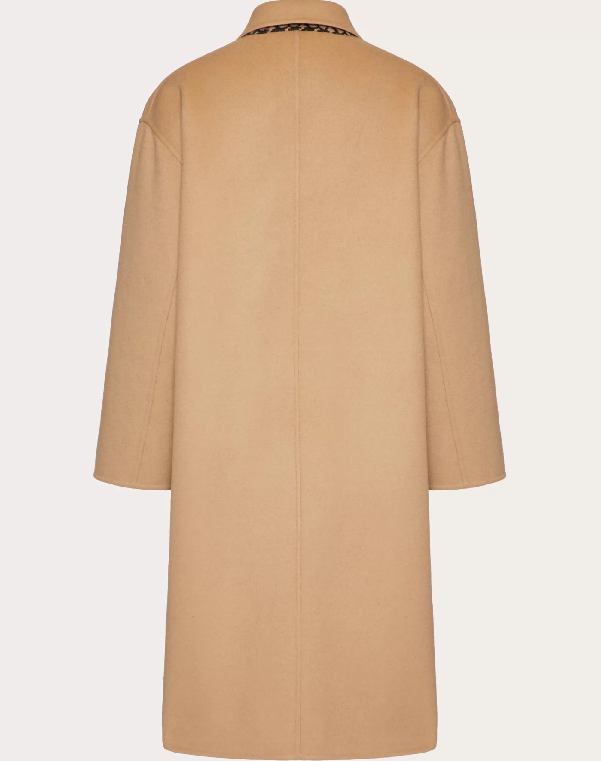 Valentino REVERSIBLE DOUBLE-FACED WOOL COAT WITH TOILE ICONOGRAPHE PATTERN Camel Cheap