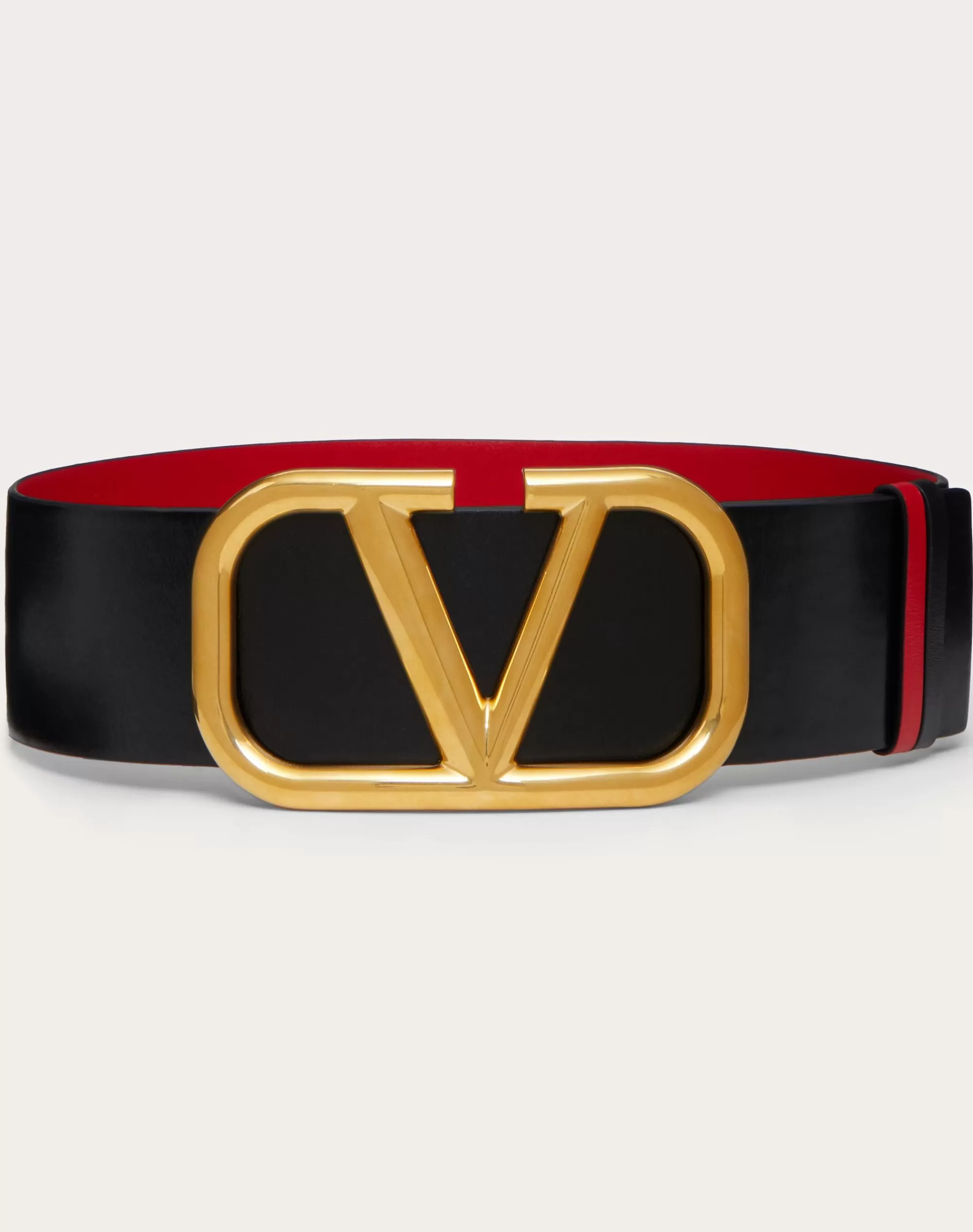 Valentino REVERSIBLE VLOGO SIGNATURE BELT IN GLOSSY CALFSKIN 70 MM Clearance