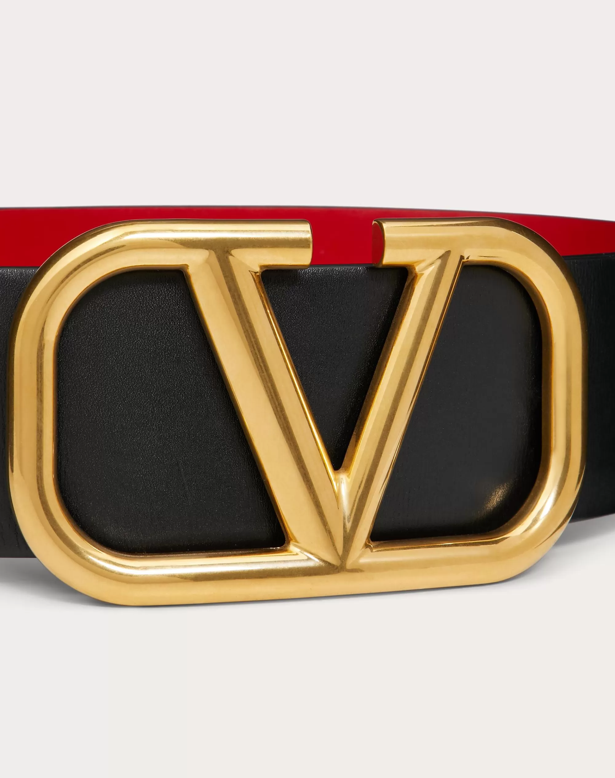 Valentino REVERSIBLE VLOGO SIGNATURE BELT IN GLOSSY CALFSKIN 70 MM Clearance