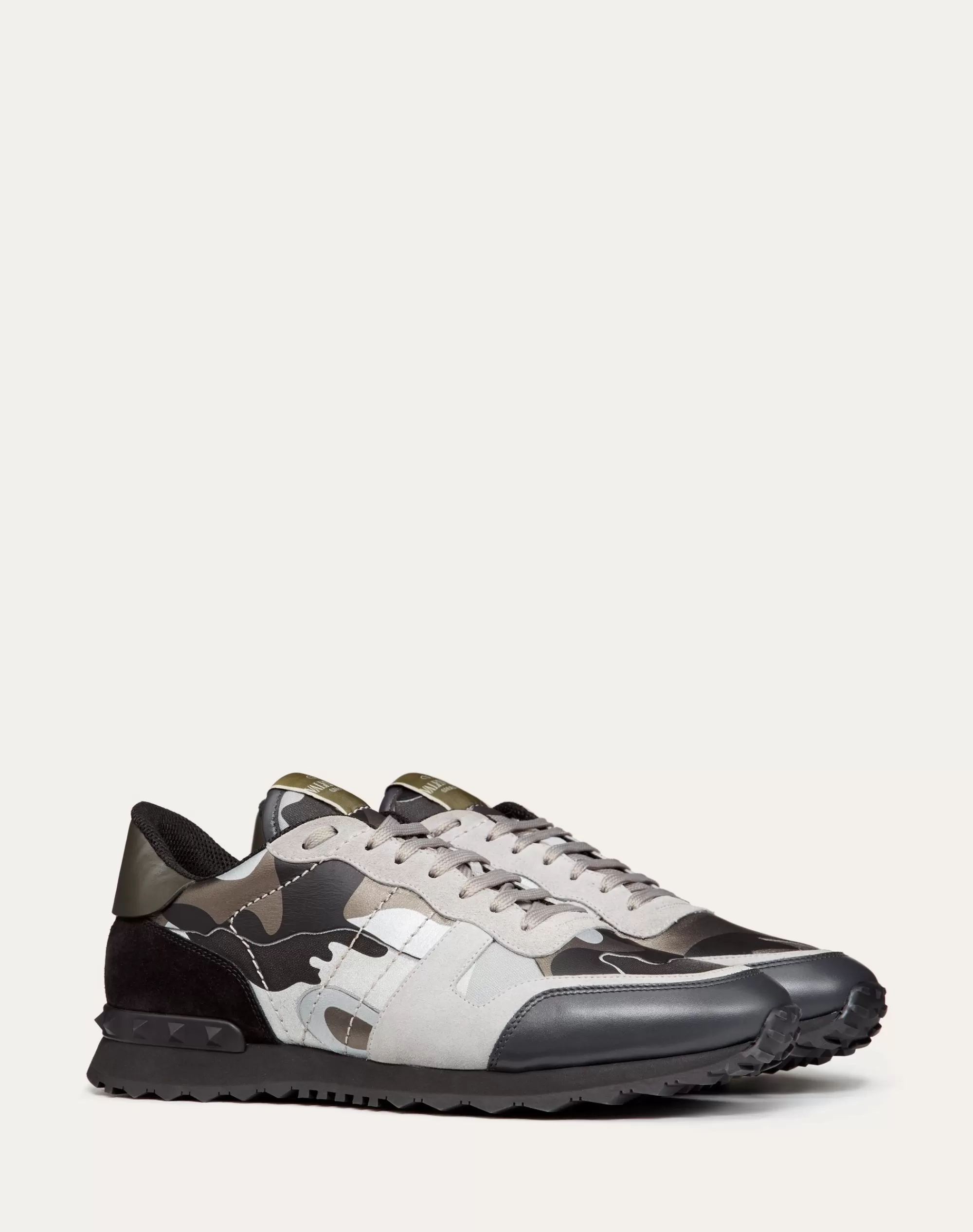 Valentino ROCKRUNNER CAMOUFLAGE LAMINATED SNEAKER Gray/black Clearance