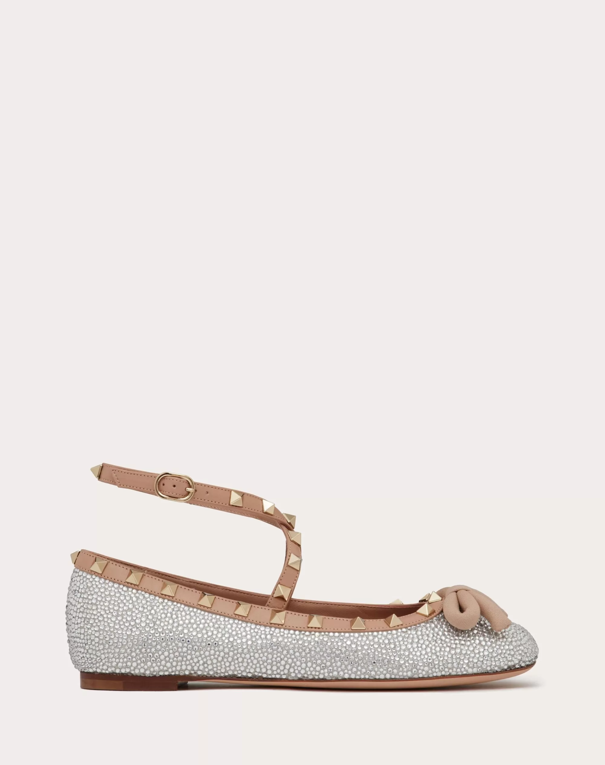 Valentino ROCKSTUD BALLERINA WITH S Crystal Flash Sale