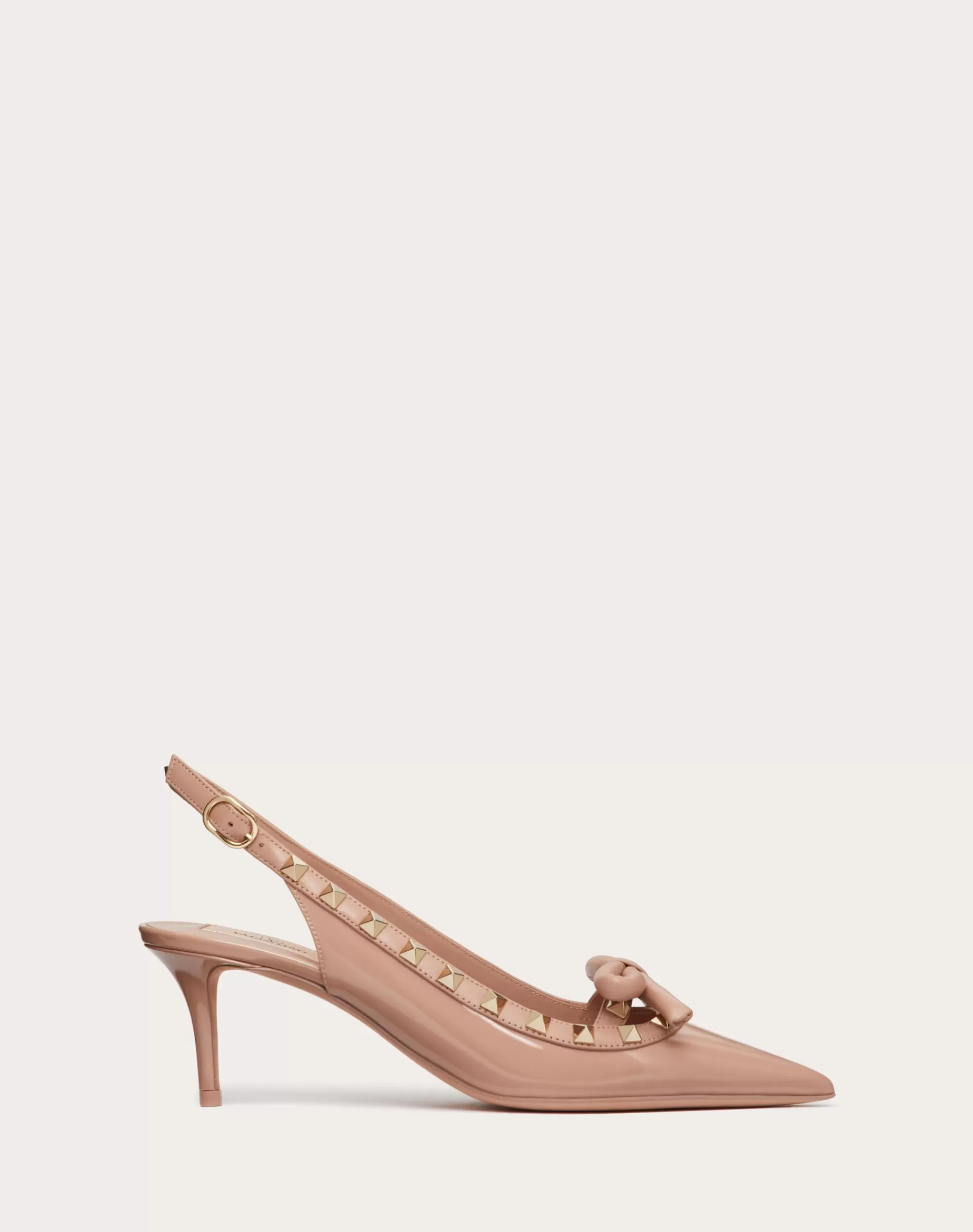 Valentino ROCKSTUD BOW SLINGBACK PATENT LEATHER PUMP 60MM RoseCannelle Flash Sale