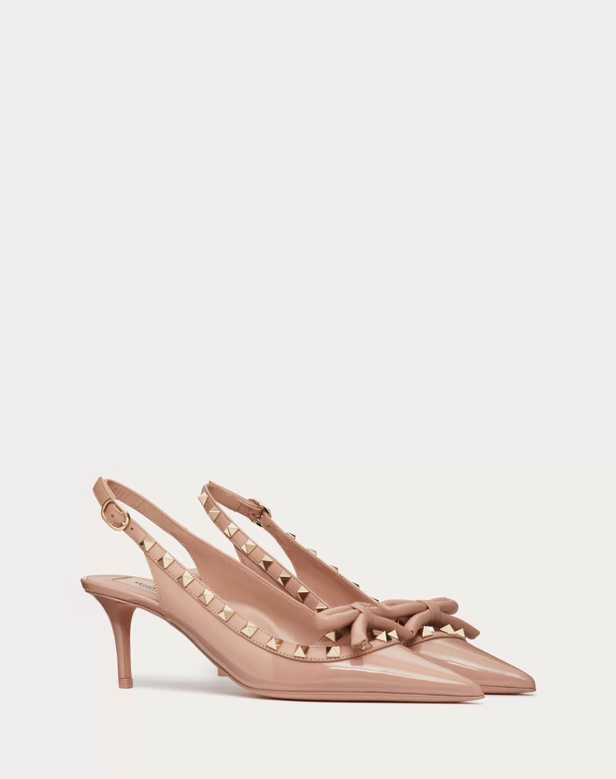 Valentino ROCKSTUD BOW SLINGBACK PATENT LEATHER PUMP 60MM RoseCannelle Flash Sale