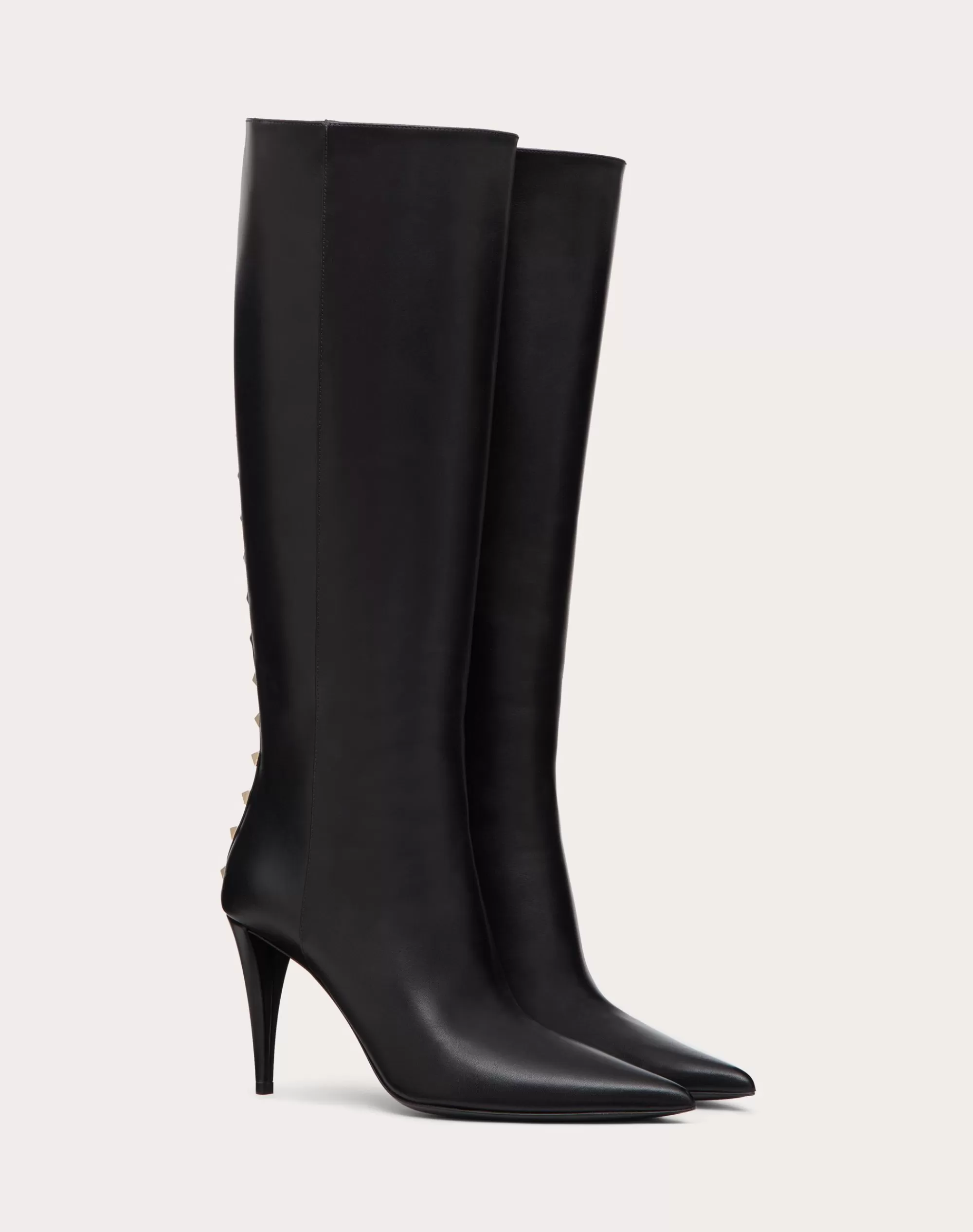 Valentino ROCKSTUD CALFSKIN BOOT 90 MM Black Clearance