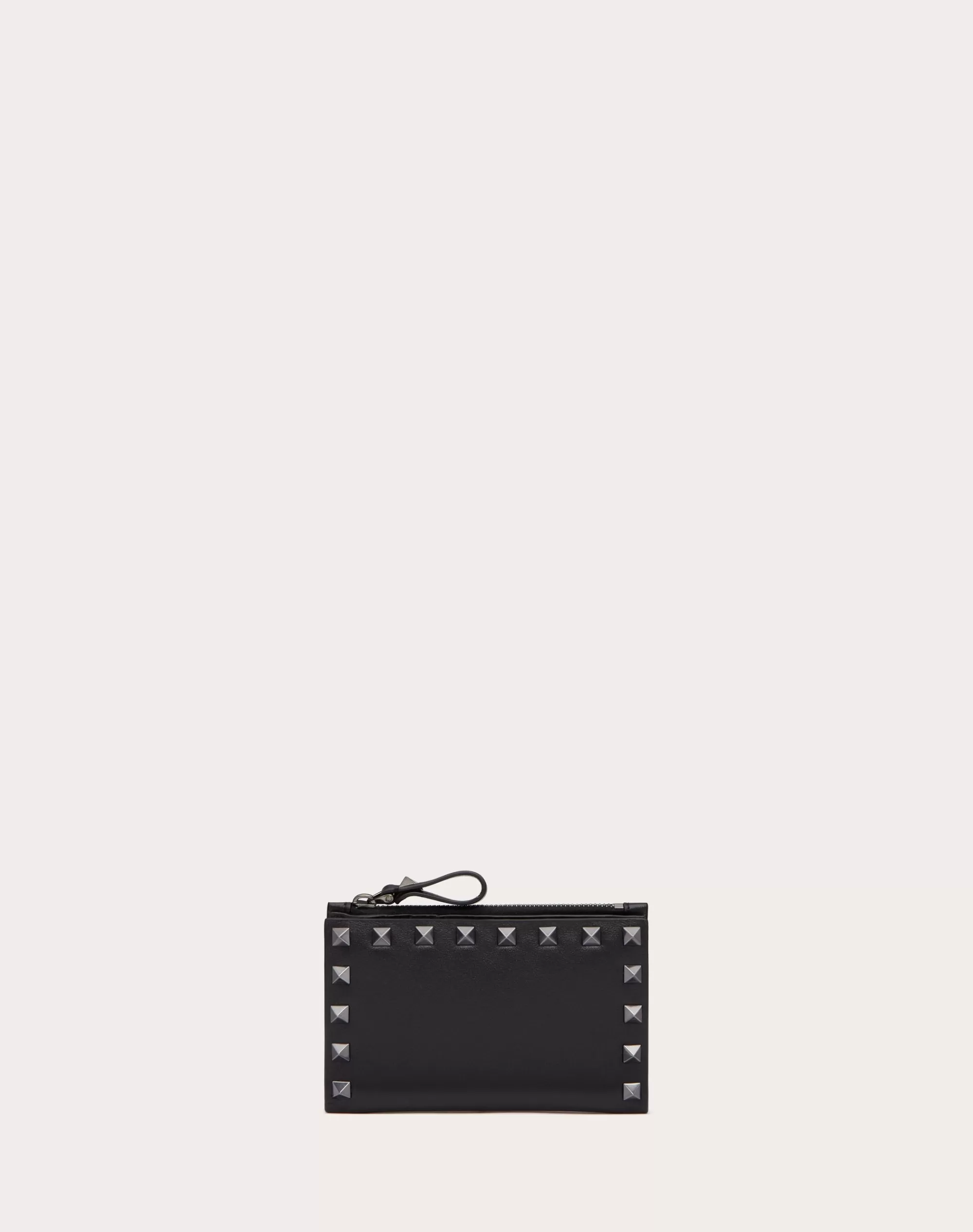 Valentino ROCKSTUD CALFSKIN CARDHOLDER WITH ZIP Black Outlet