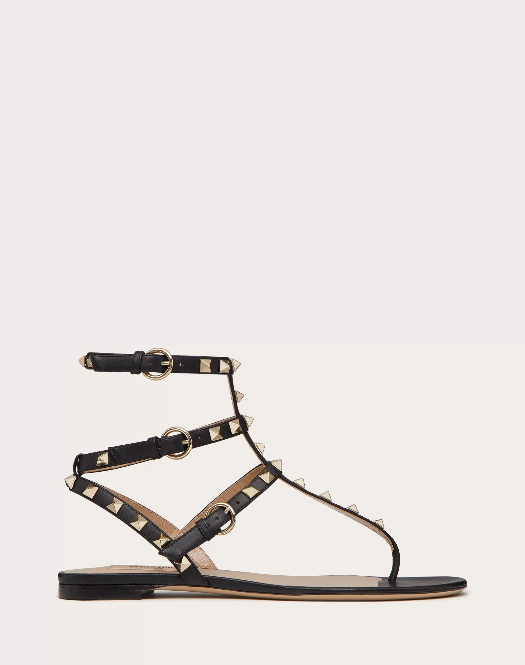 Valentino ROCKSTUD CALFSKIN FLAT FLIP-FLOP SANDAL Black Best Sale