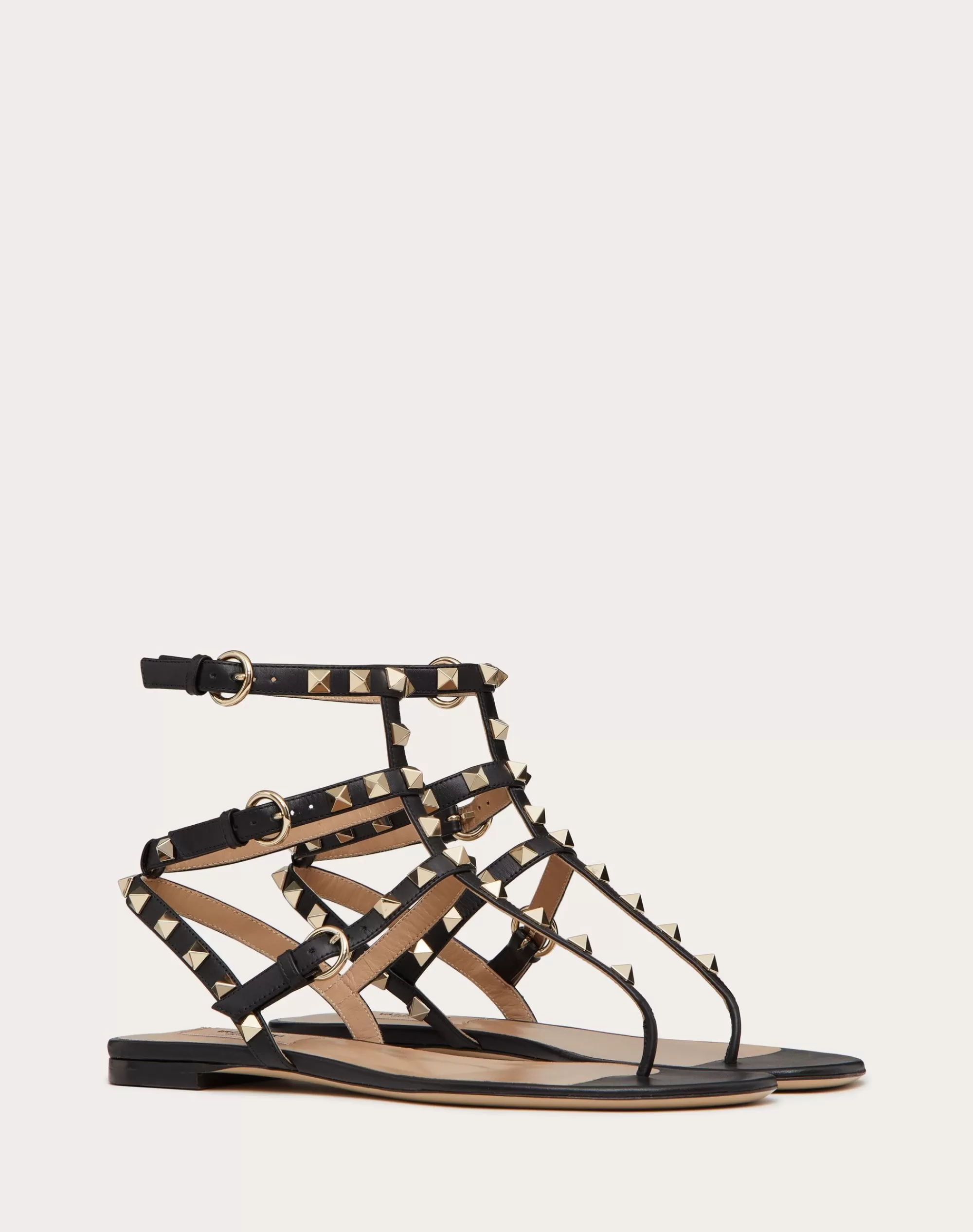 Valentino ROCKSTUD CALFSKIN FLAT FLIP-FLOP SANDAL Black Best Sale