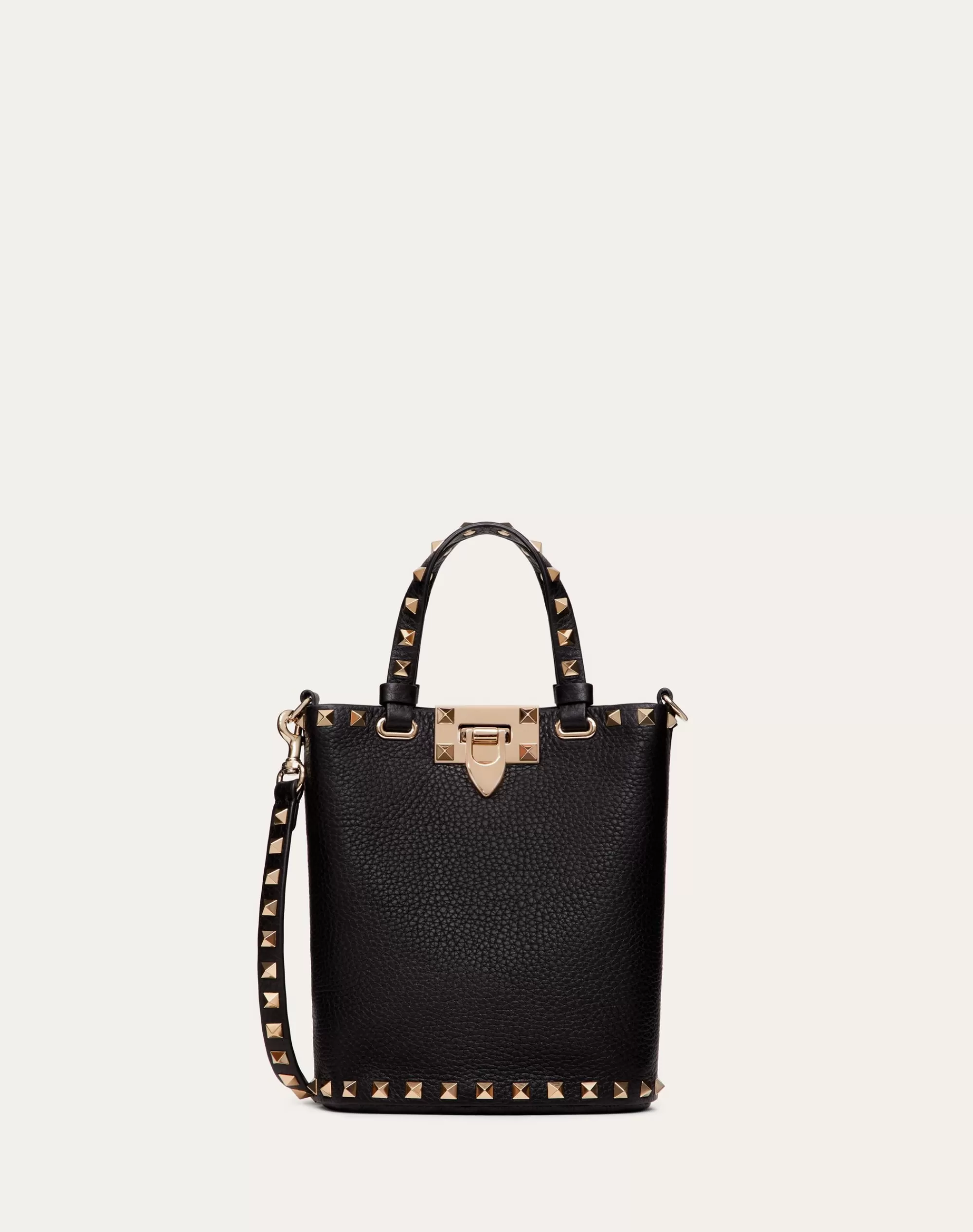 Valentino ROCKSTUD CROSSBODY POUCH IN GRAINY CALFSKIN Black Shop