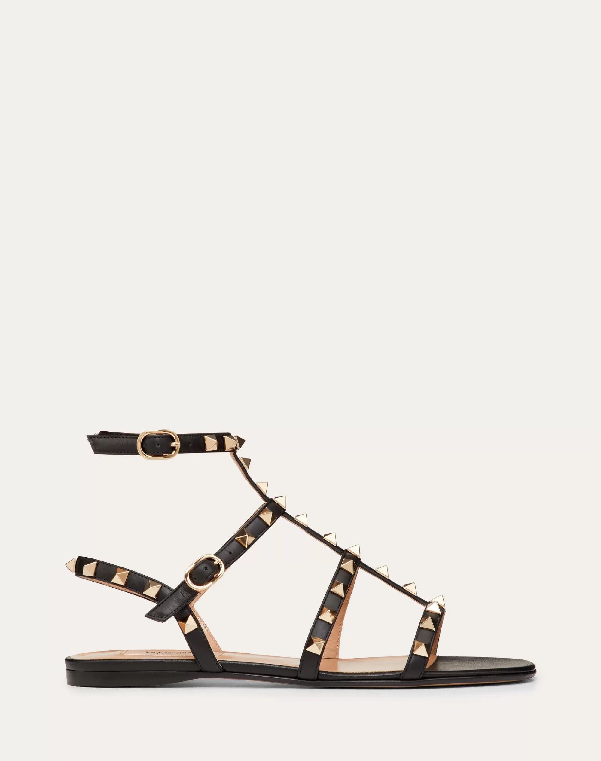 Valentino ROCKSTUD FLAT CALFSKIN SANDAL WITH STRAPS Flash Sale