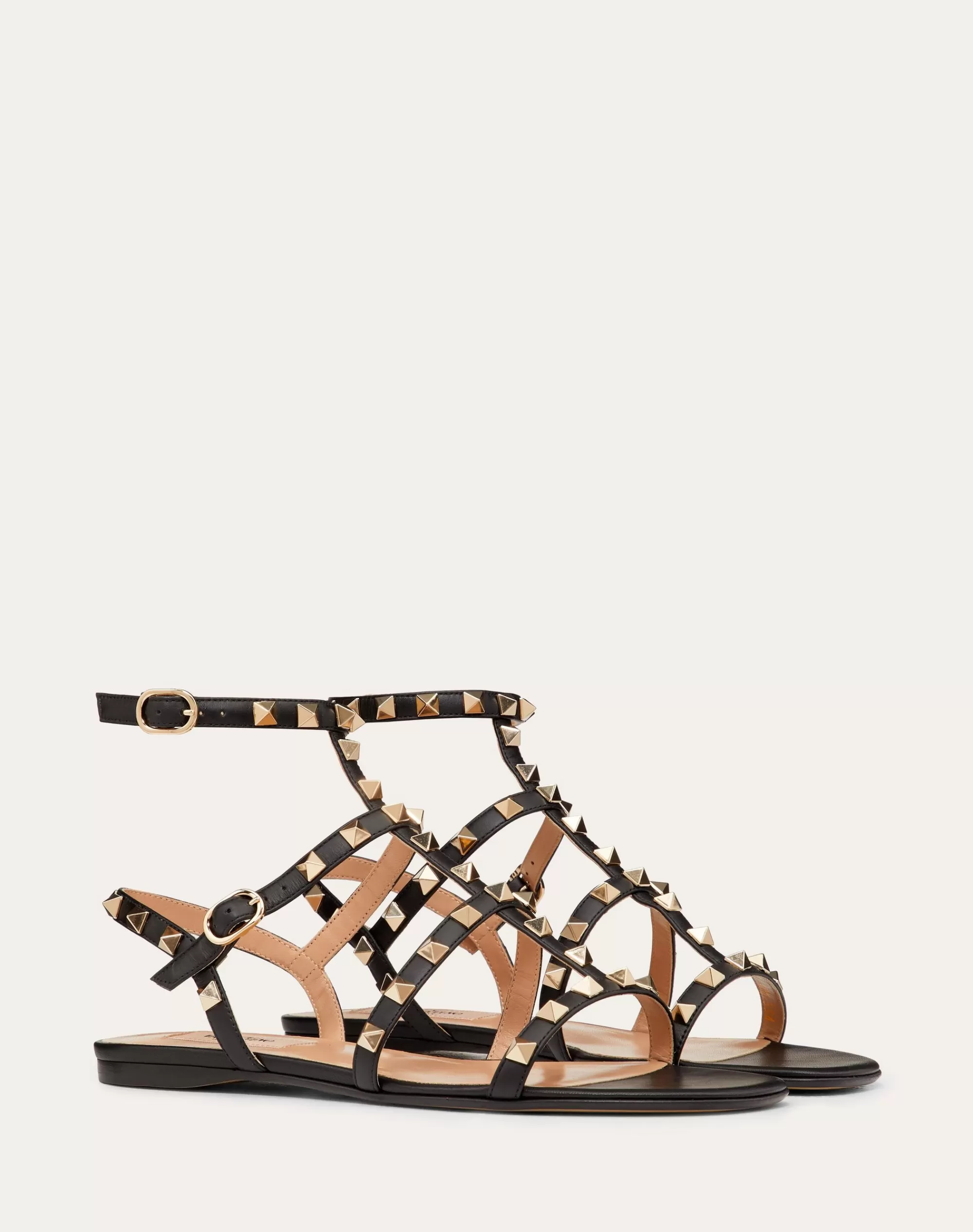 Valentino ROCKSTUD FLAT CALFSKIN SANDAL WITH STRAPS Flash Sale