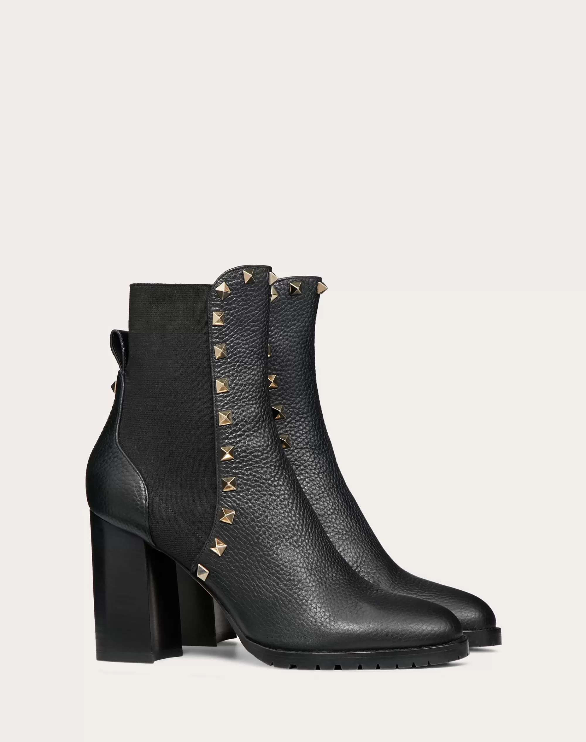 Valentino ROCKSTUD GRAINY CALFSKIN ANKLE BOOT 80 MM Black Discount