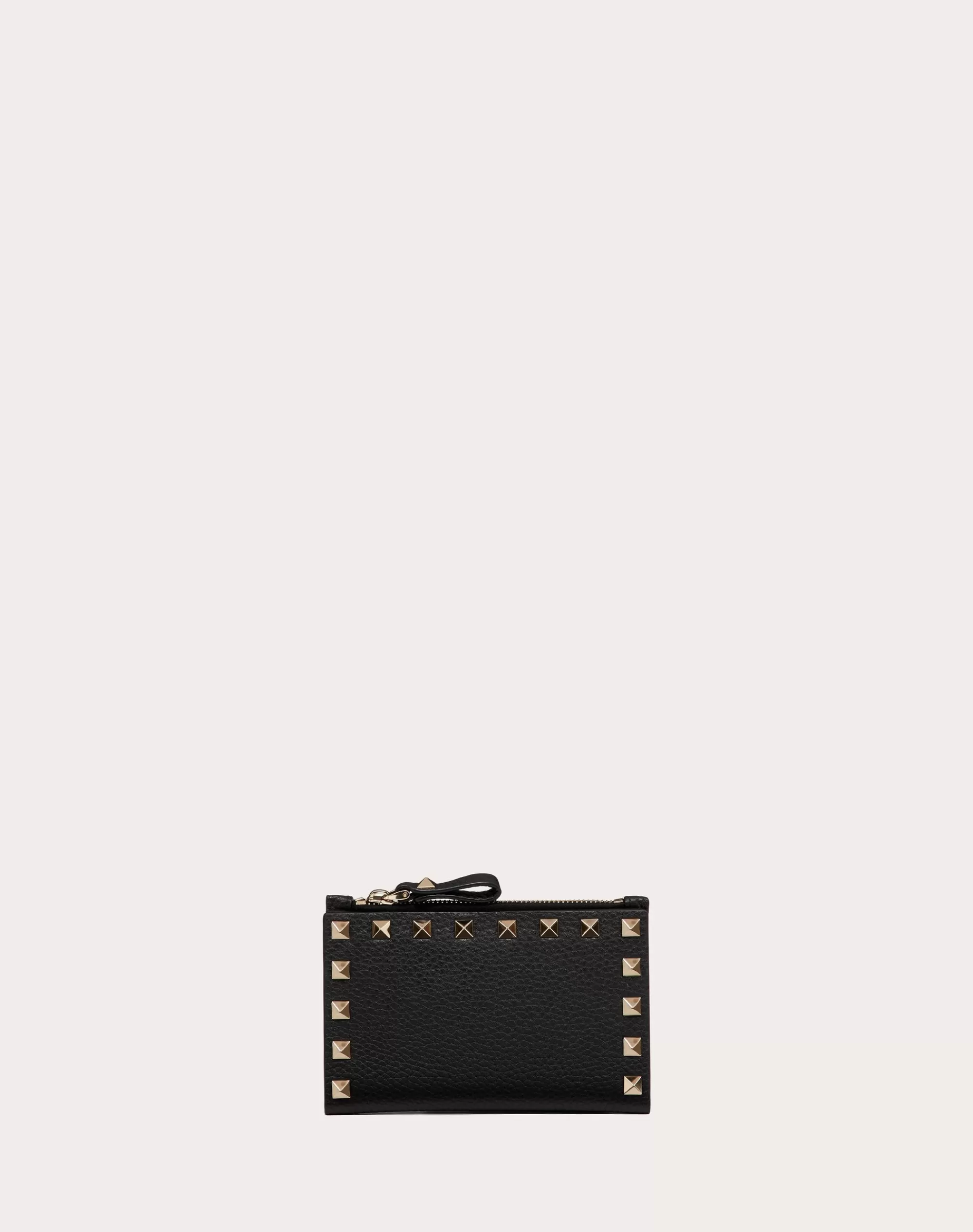 Valentino ROCKSTUD GRAINY CALFSKIN CARDHOLDER WITH ZIPPER Discount