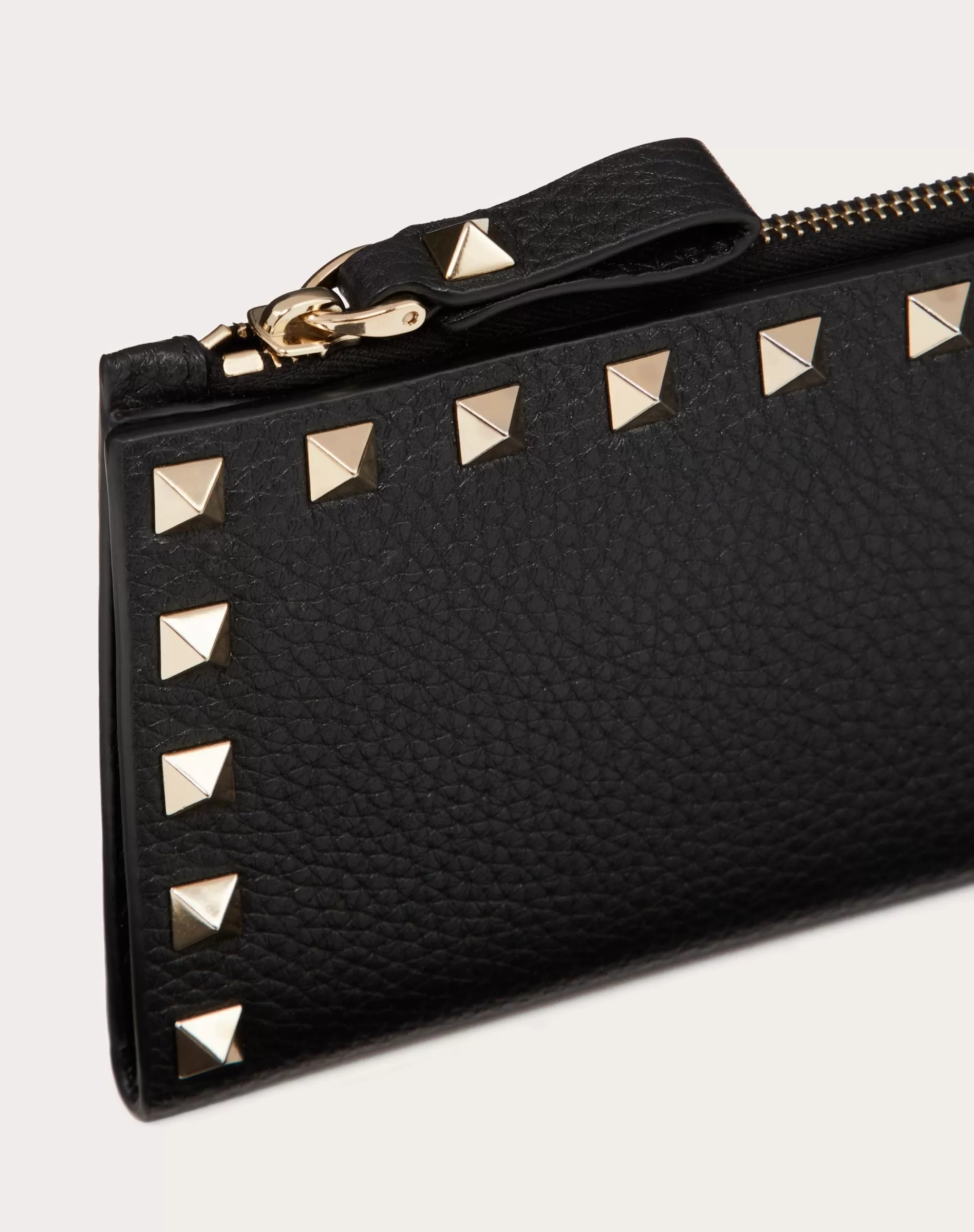 Valentino ROCKSTUD GRAINY CALFSKIN CARDHOLDER WITH ZIPPER Discount