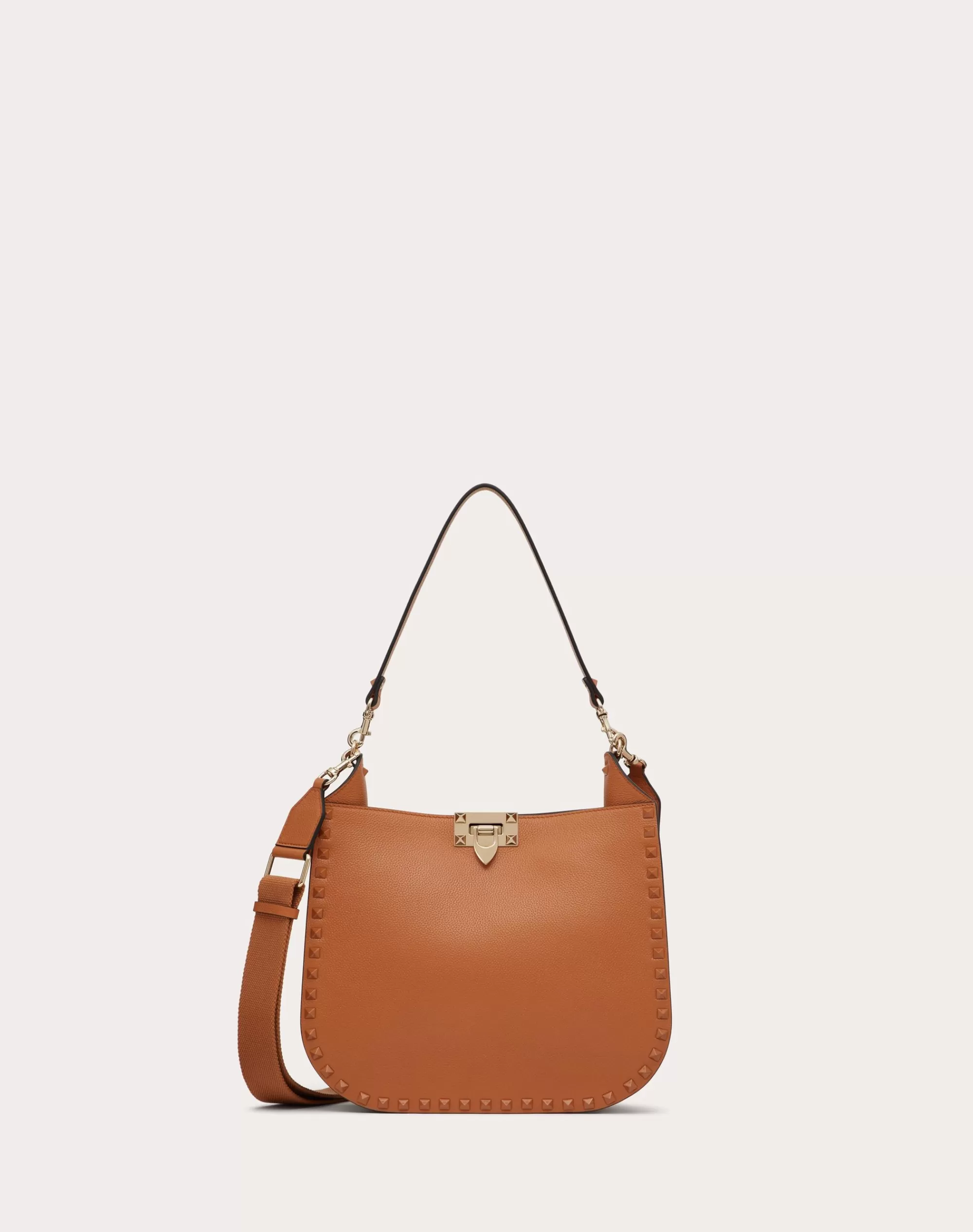 Valentino ROCKSTUD GRAINY CALFSKIN HOBO BAG Almond Flash Sale