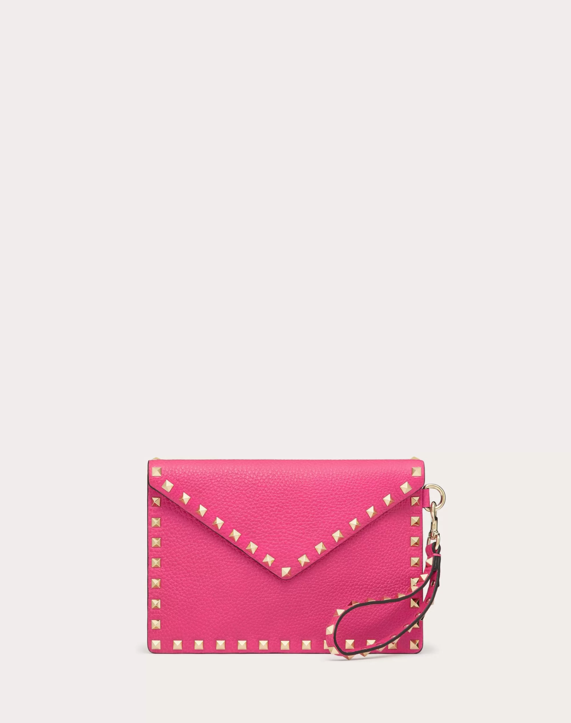 Valentino Rockstud Grainy Calfskin Pouch PinkPp Best Sale