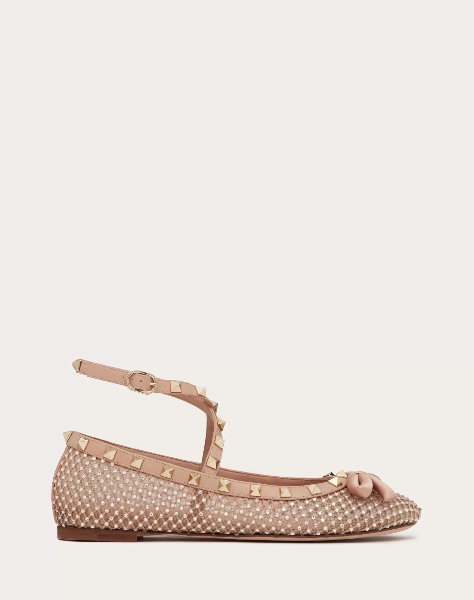 Valentino ROCKSTUD MESH BALLERINA WITH CRYSTALS RoseCannelle Shop