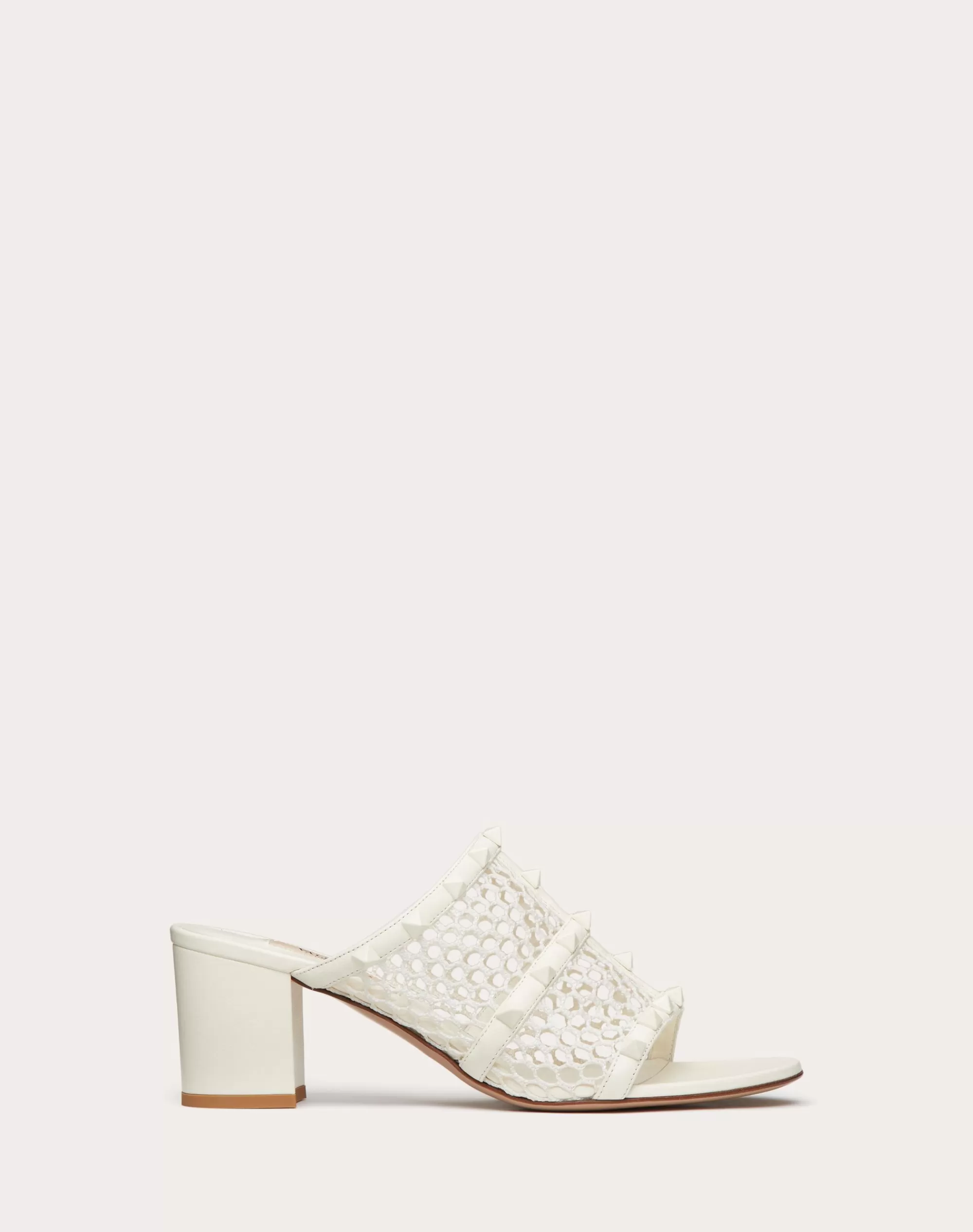 Valentino ROCKSTUD MESH SLIDER SANDAL WITH MATCHING STUDS 60MM Ivory Flash Sale